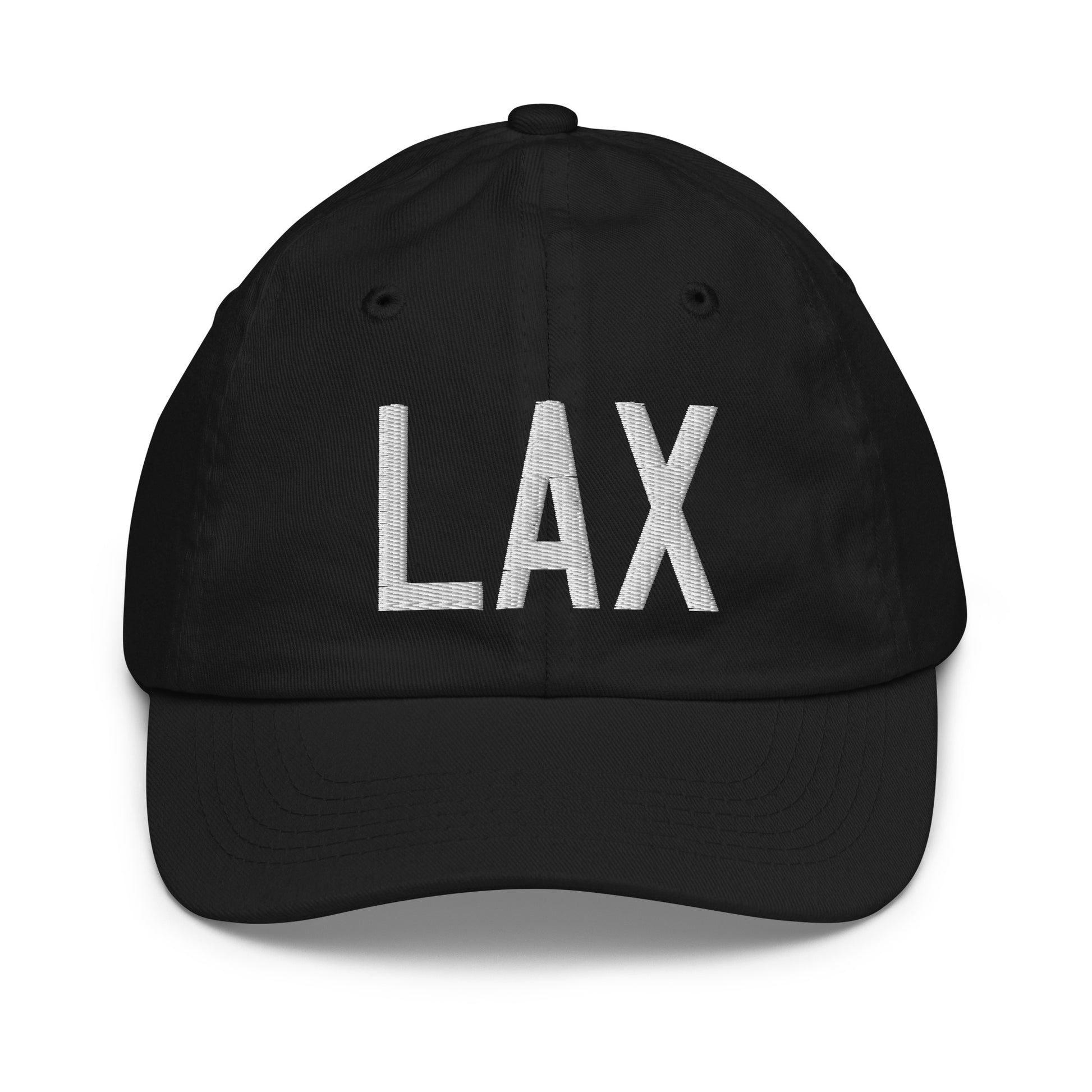 Airport Code Kid's Baseball Cap - White • LAX Los Angeles • YHM Designs - Image 11
