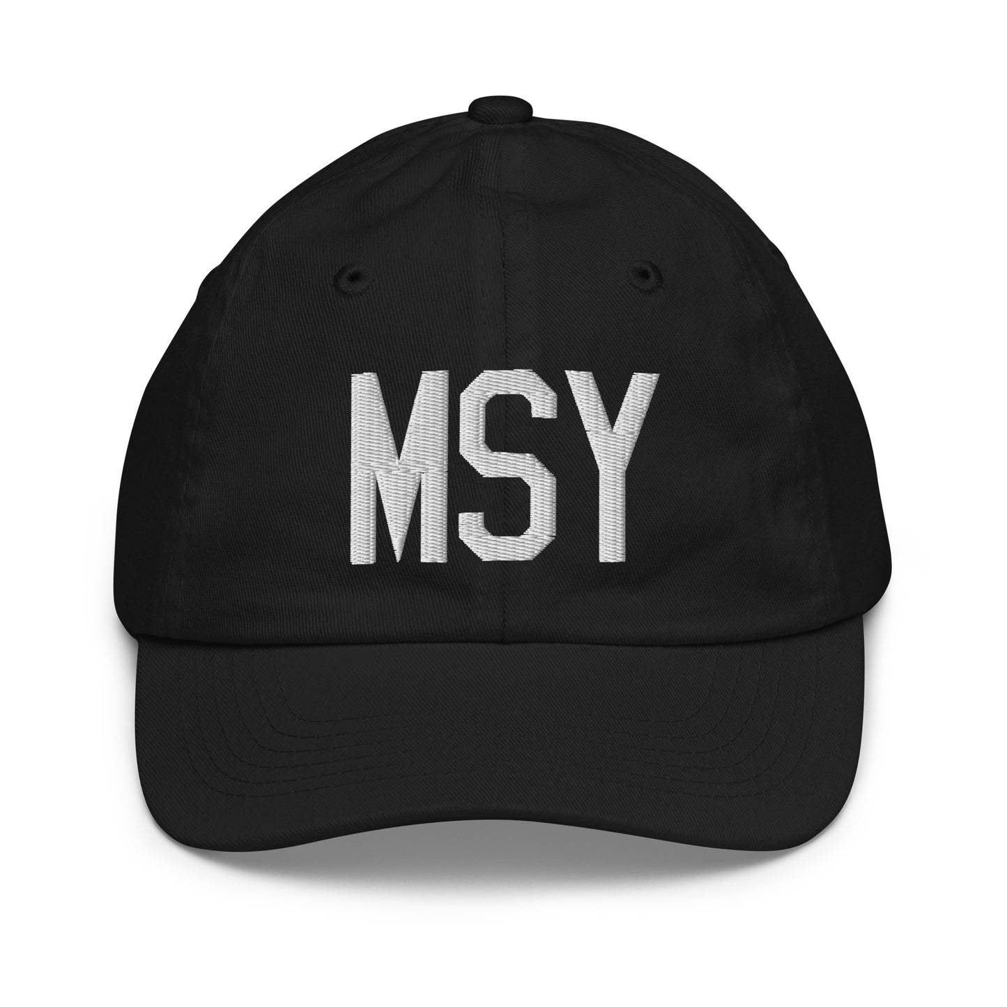 Airport Code Kid's Baseball Cap - White • MSY New Orleans • YHM Designs - Image 11