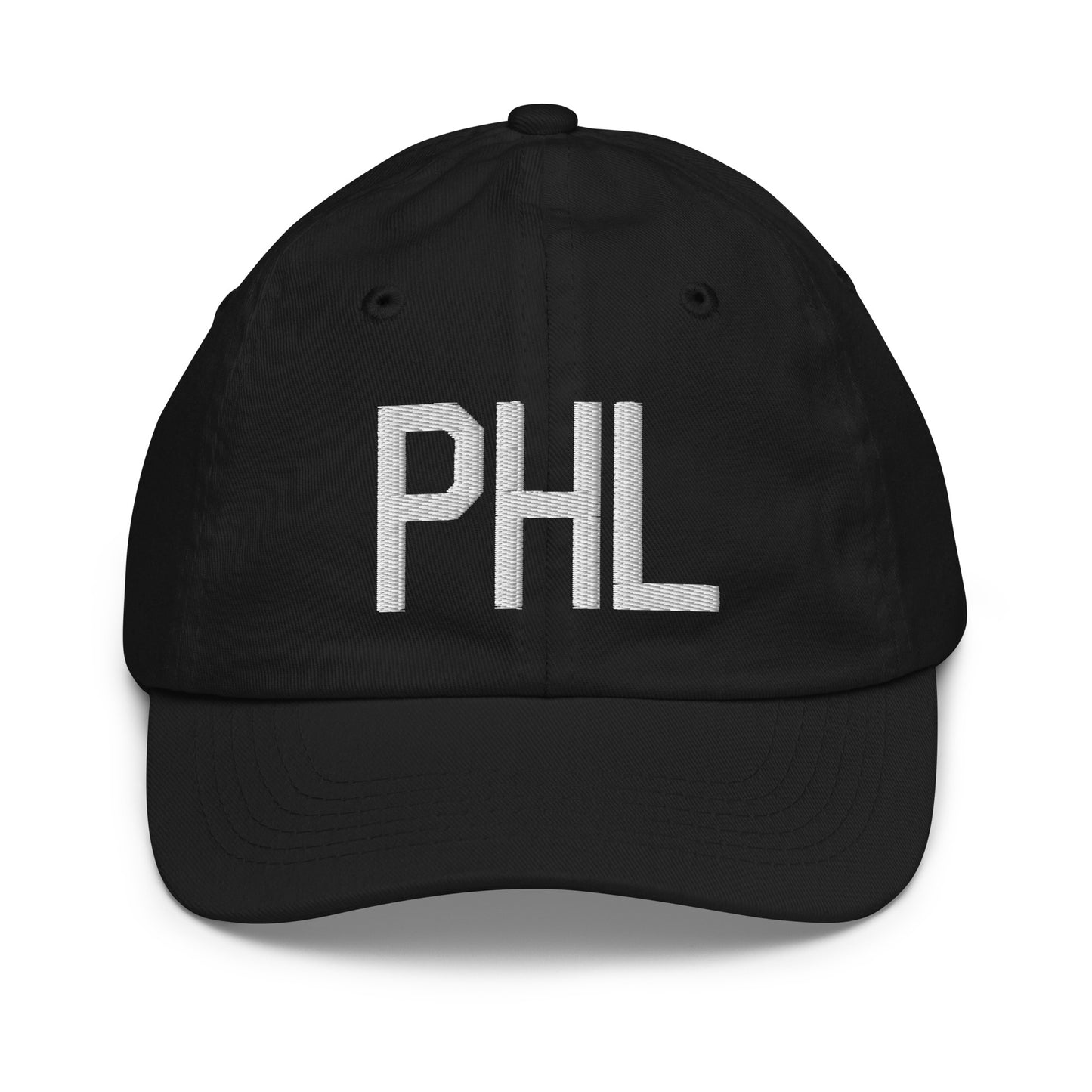 Airport Code Kid's Baseball Cap - White • PHL Philadelphia • YHM Designs - Image 11