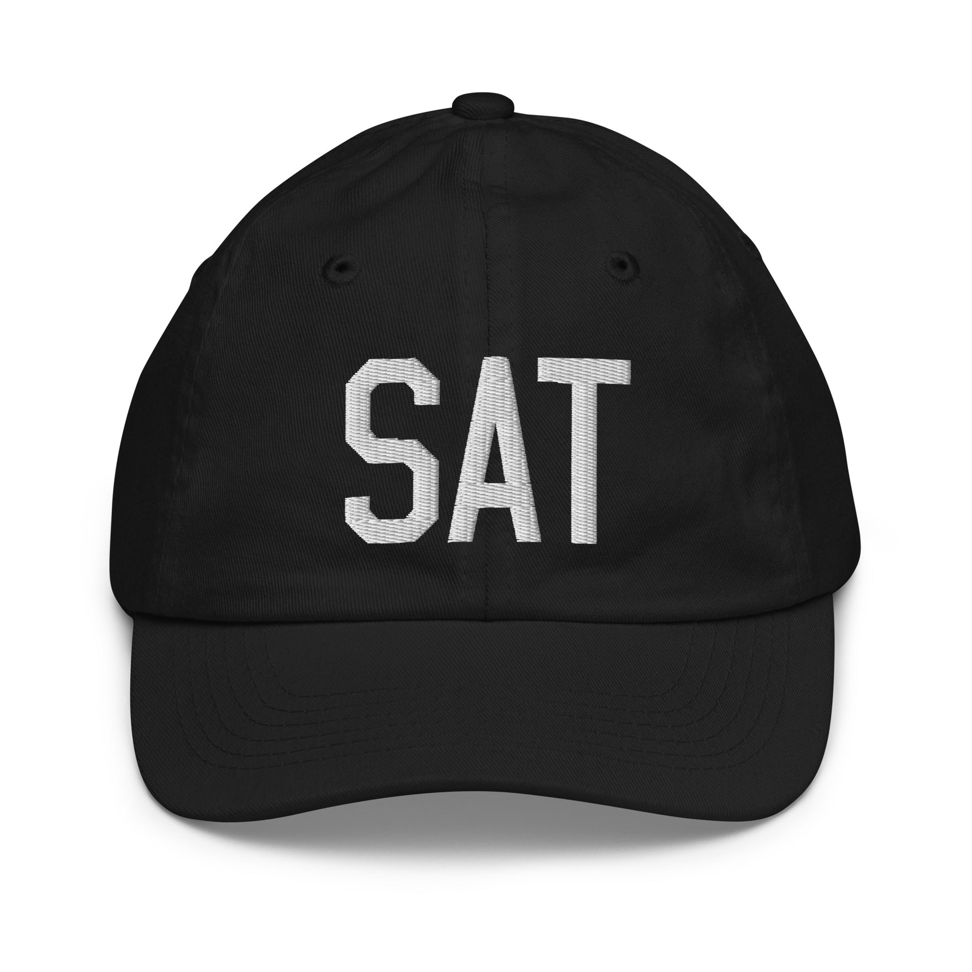 Airport Code Kid's Baseball Cap - White • SAT San Antonio • YHM Designs - Image 11