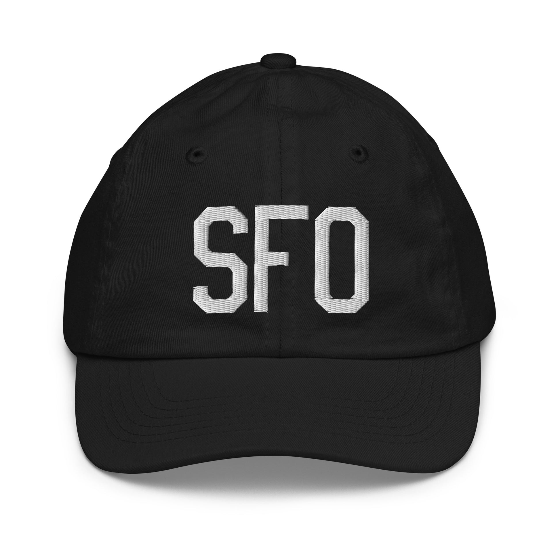 Airport Code Kid's Baseball Cap - White • SFO San Francisco • YHM Designs - Image 11