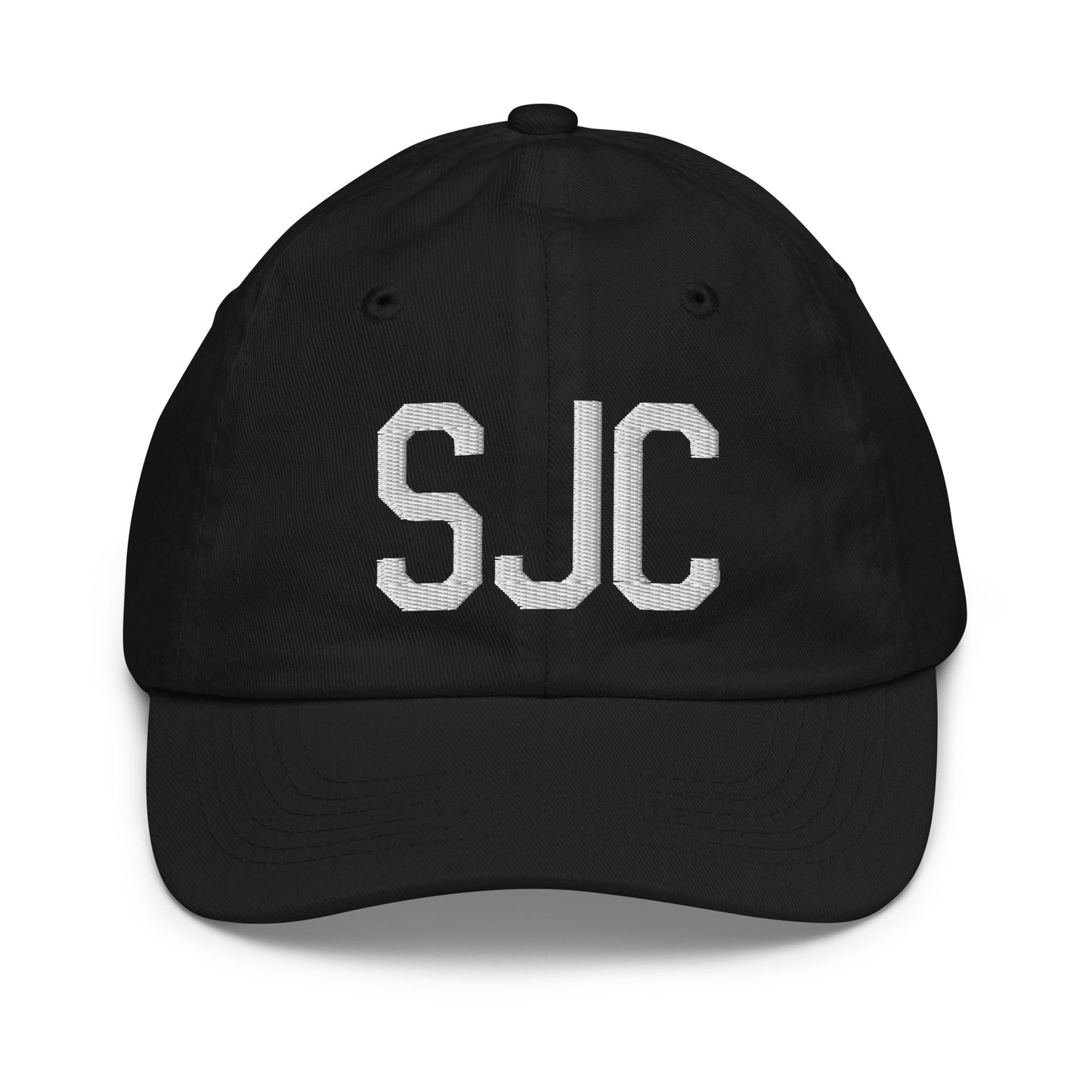 Airport Code Kid's Baseball Cap - White • SJC San Jose • YHM Designs - Image 11
