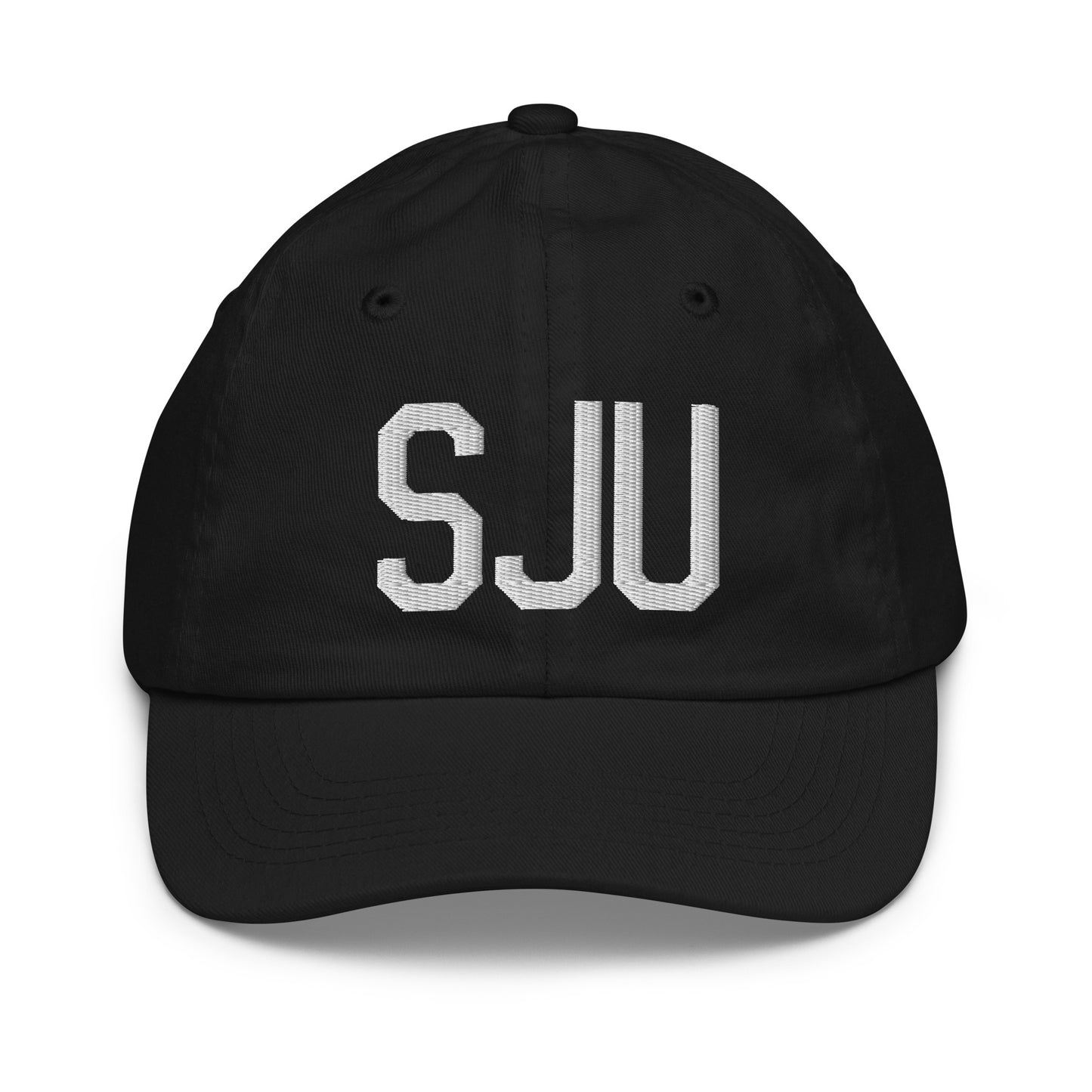 Airport Code Kid's Baseball Cap - White • SJU San Juan • YHM Designs - Image 11