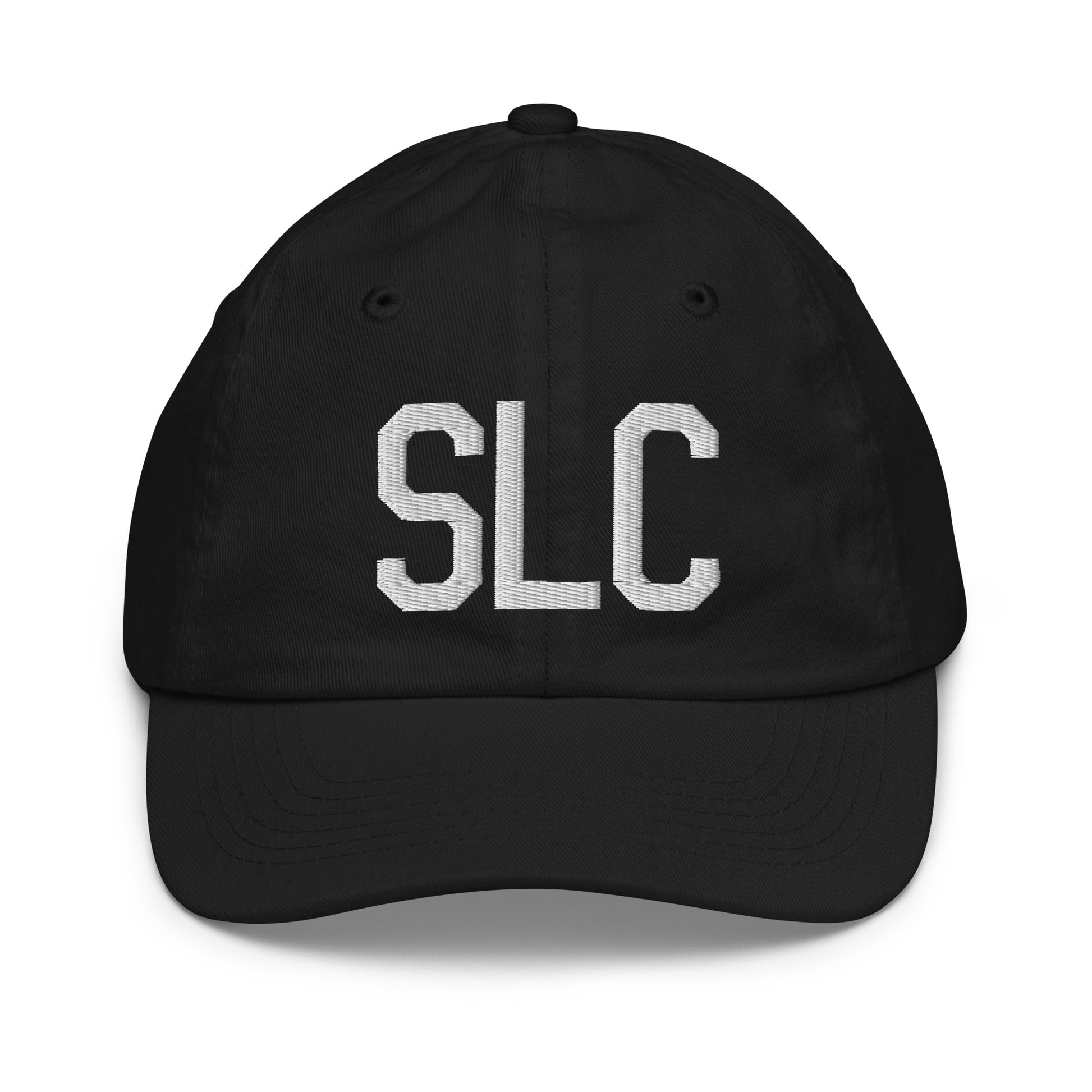 Airport Code Kid's Baseball Cap - White • SLC Salt Lake City • YHM Designs - Image 11