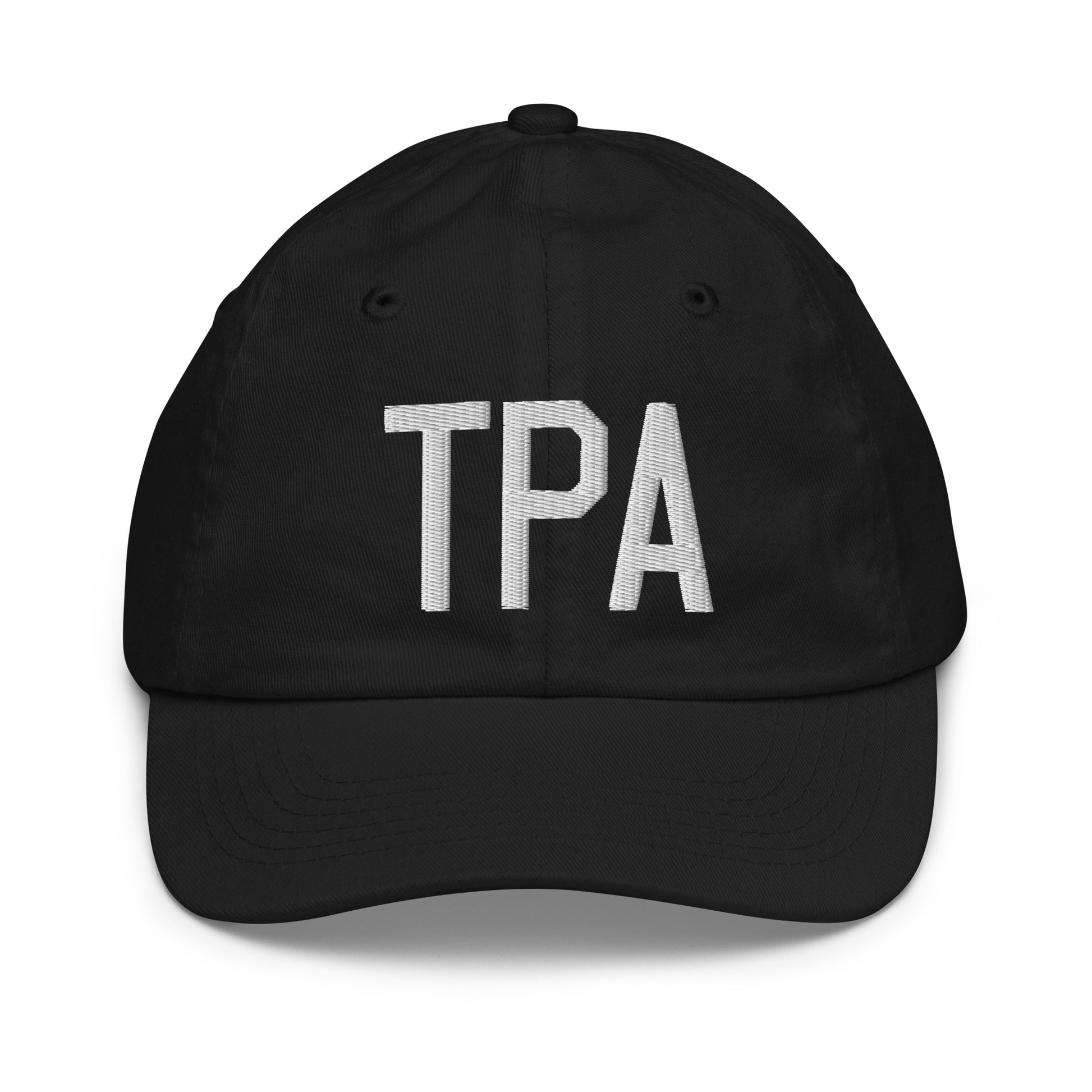 Airport Code Kid's Baseball Cap - White • TPA Tampa • YHM Designs - Image 11