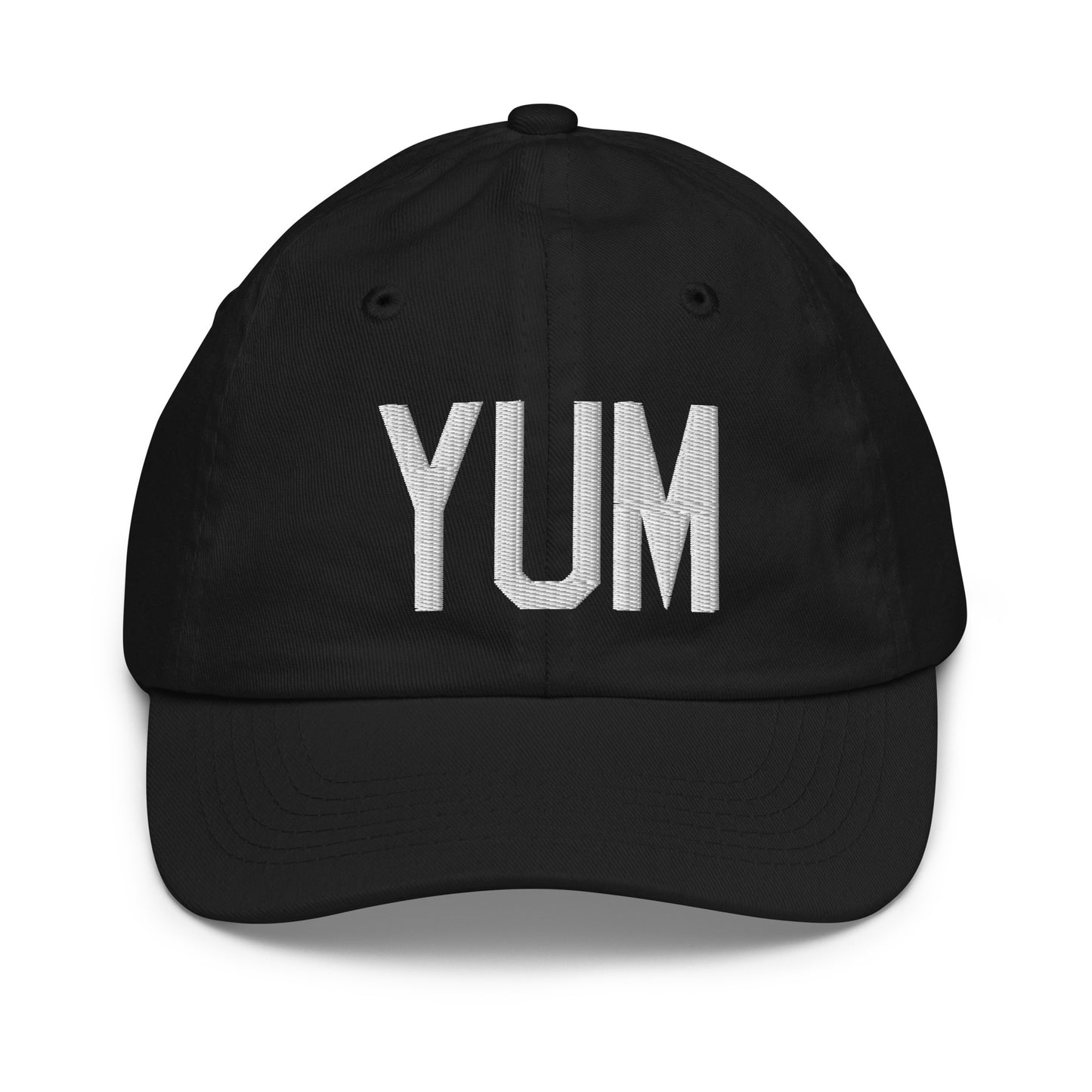 Airport Code Kid's Baseball Cap - White • YUM Yuma • YHM Designs - Image 11