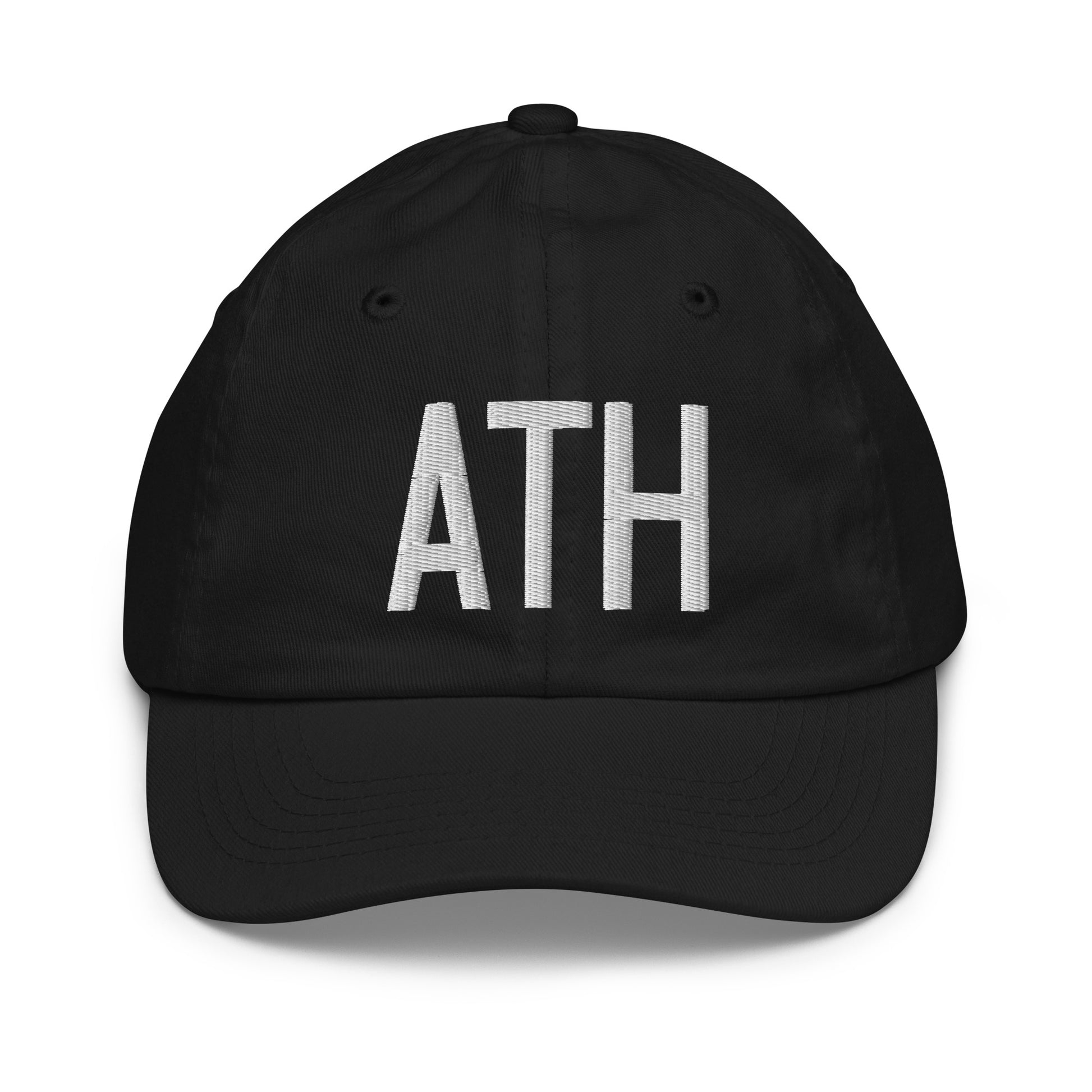 Airport Code Kid's Baseball Cap - White • ATH Athens • YHM Designs - Image 11