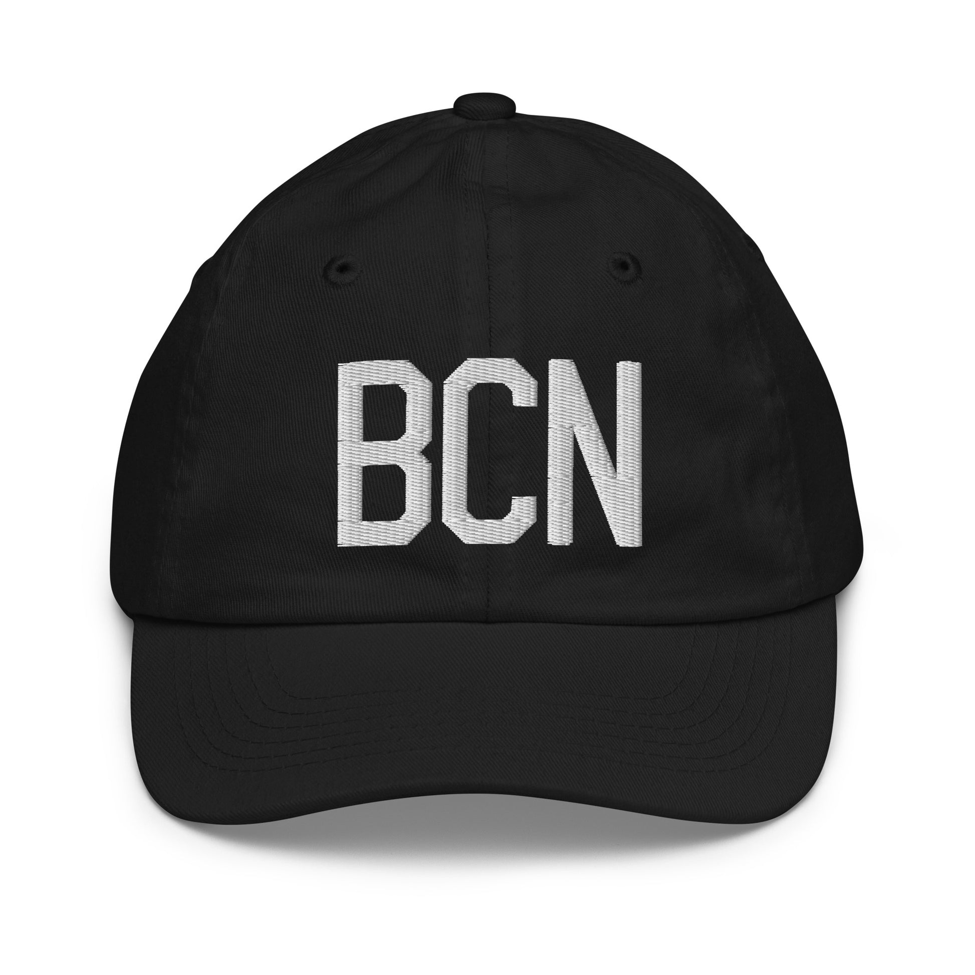 Airport Code Kid's Baseball Cap - White • BCN Barcelona • YHM Designs - Image 11