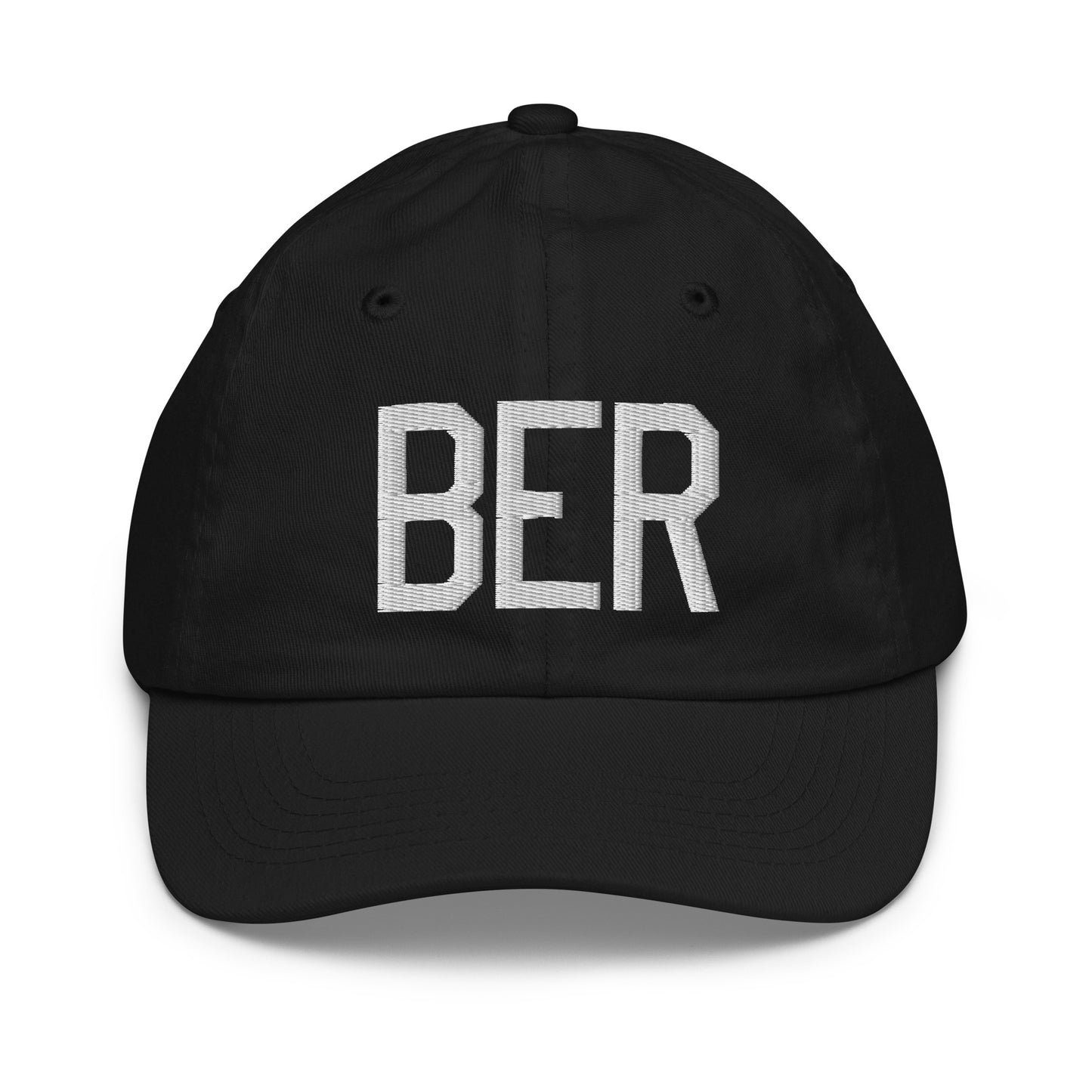 Airport Code Kid's Baseball Cap - White • BER Berlin • YHM Designs - Image 11
