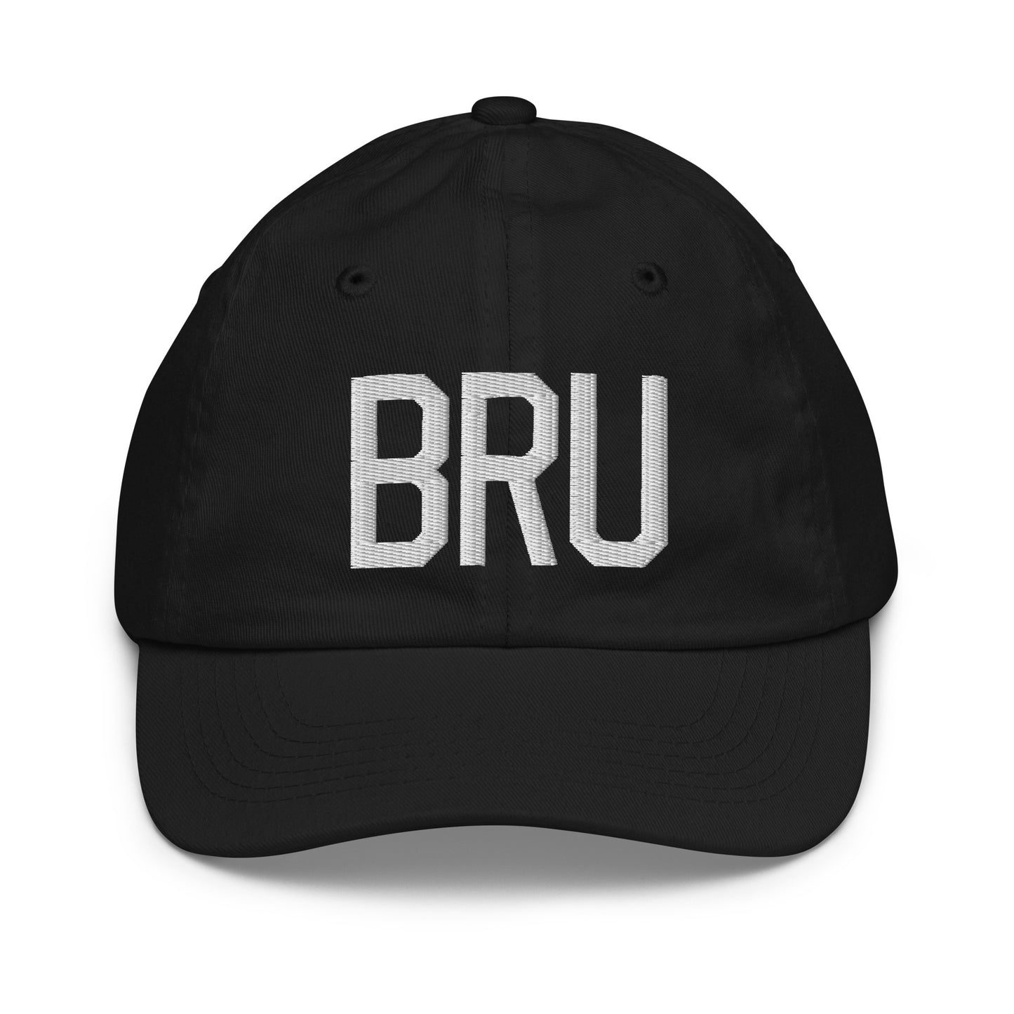 Airport Code Kid's Baseball Cap - White • BRU Brussels • YHM Designs - Image 11
