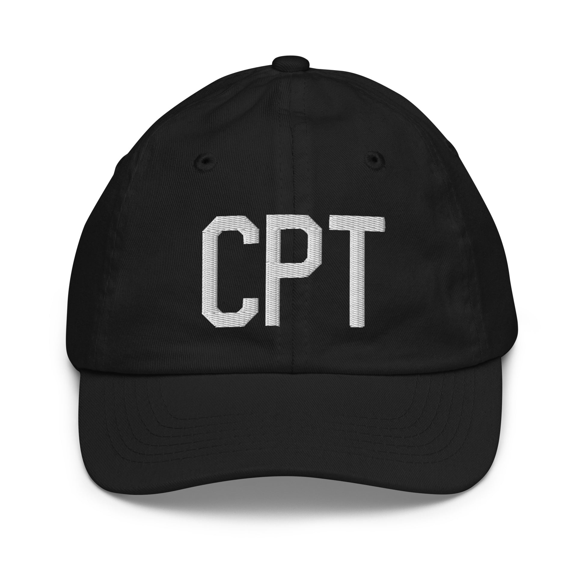 Airport Code Kid's Baseball Cap - White • CPT Cape Town • YHM Designs - Image 11
