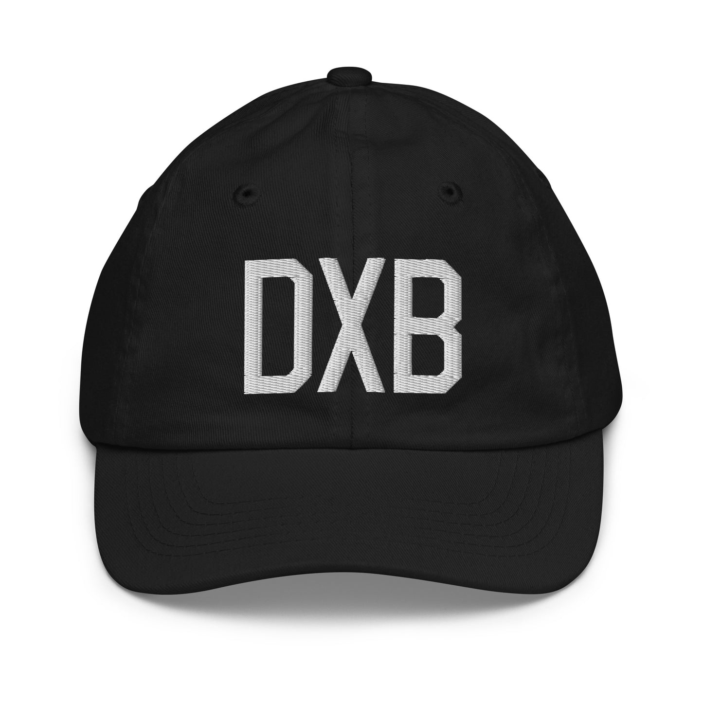 Airport Code Kid's Baseball Cap - White • DXB Dubai • YHM Designs - Image 11