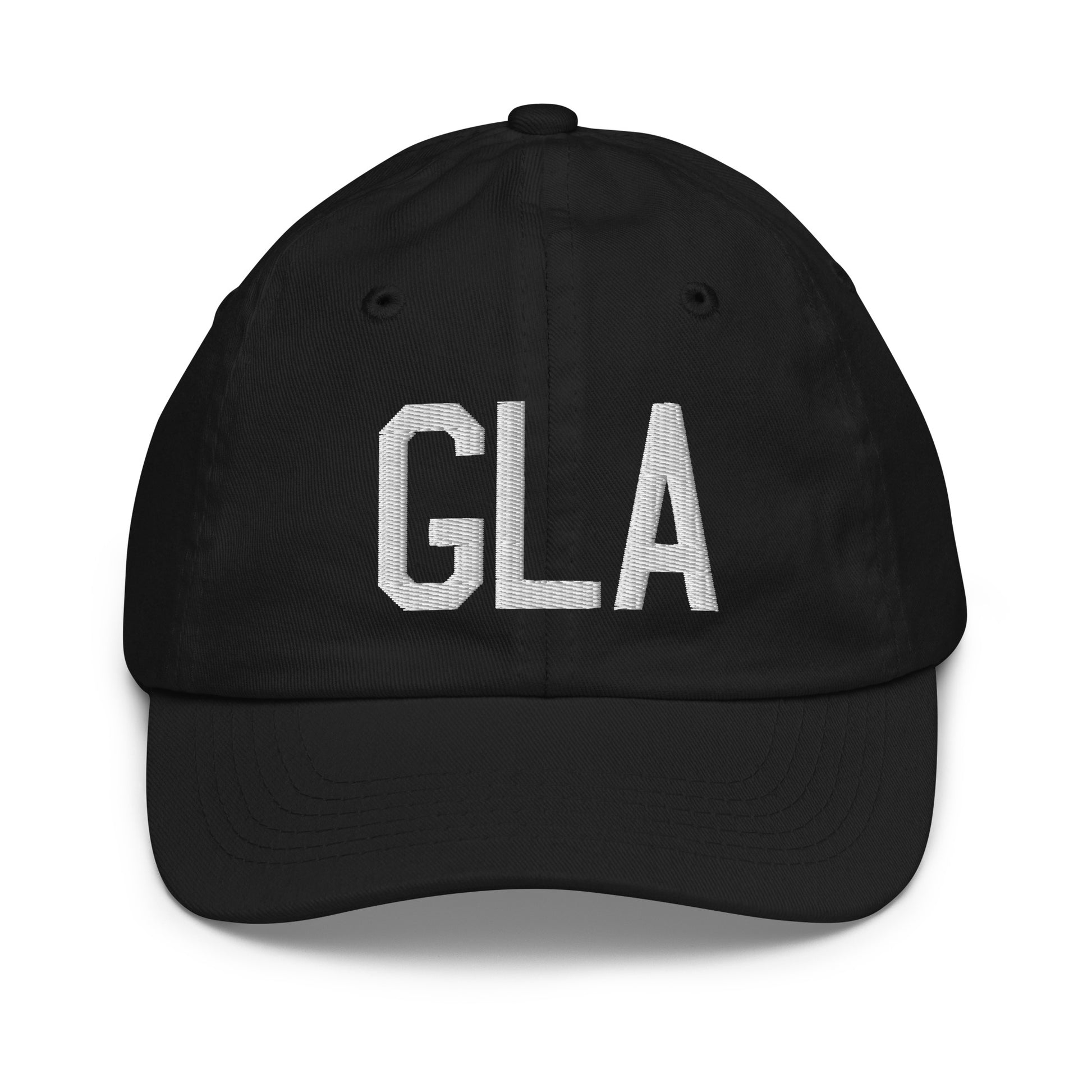 Airport Code Kid's Baseball Cap - White • GLA Glasgow • YHM Designs - Image 11