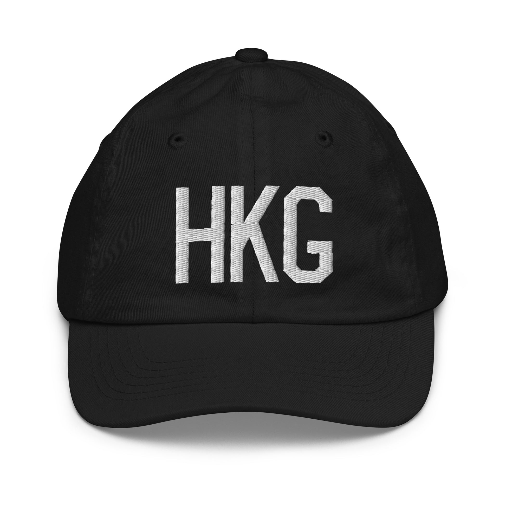 Airport Code Kid's Baseball Cap - White • HKG Hong Kong • YHM Designs - Image 11