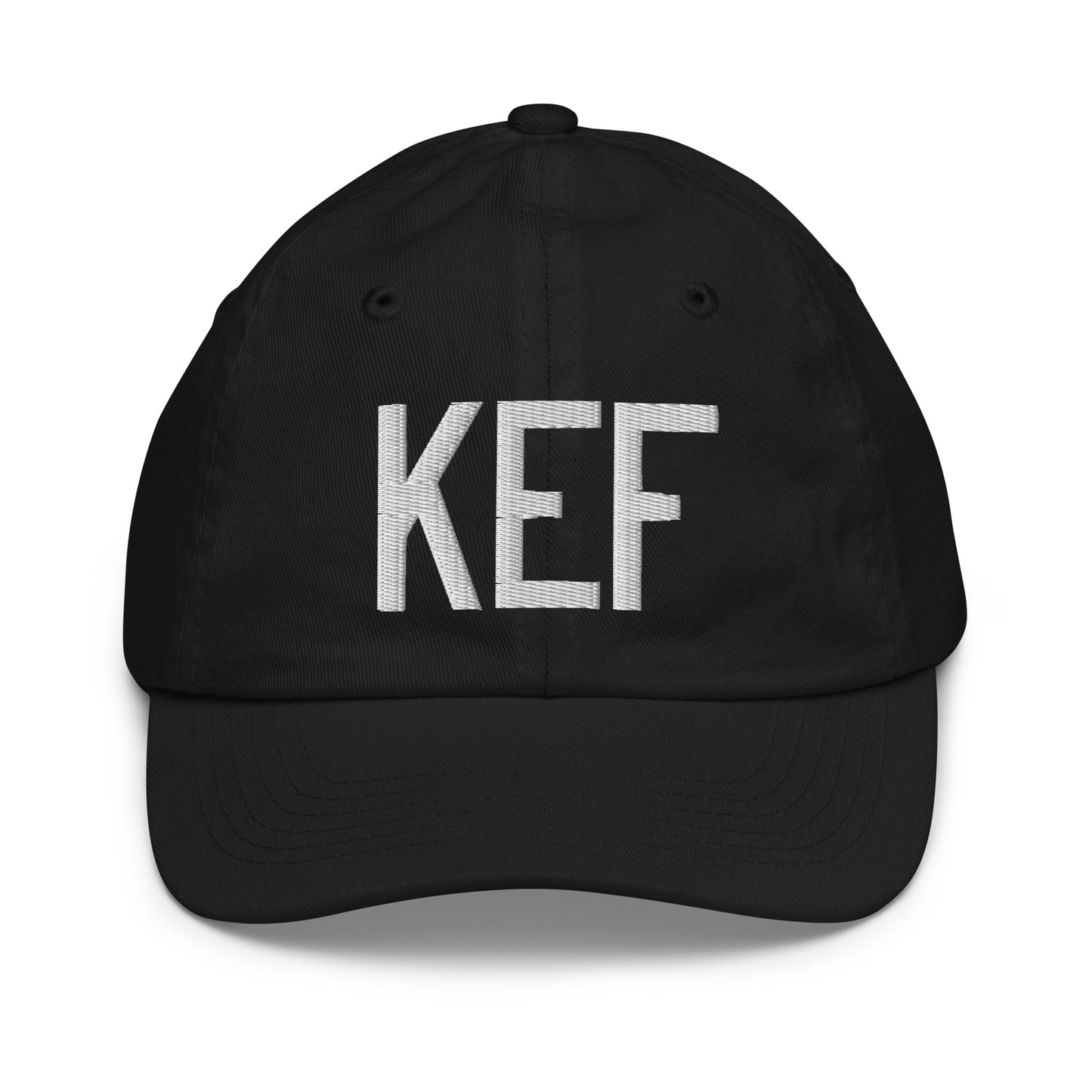 Airport Code Kid's Baseball Cap - White • KEF Reykjavik • YHM Designs - Image 11