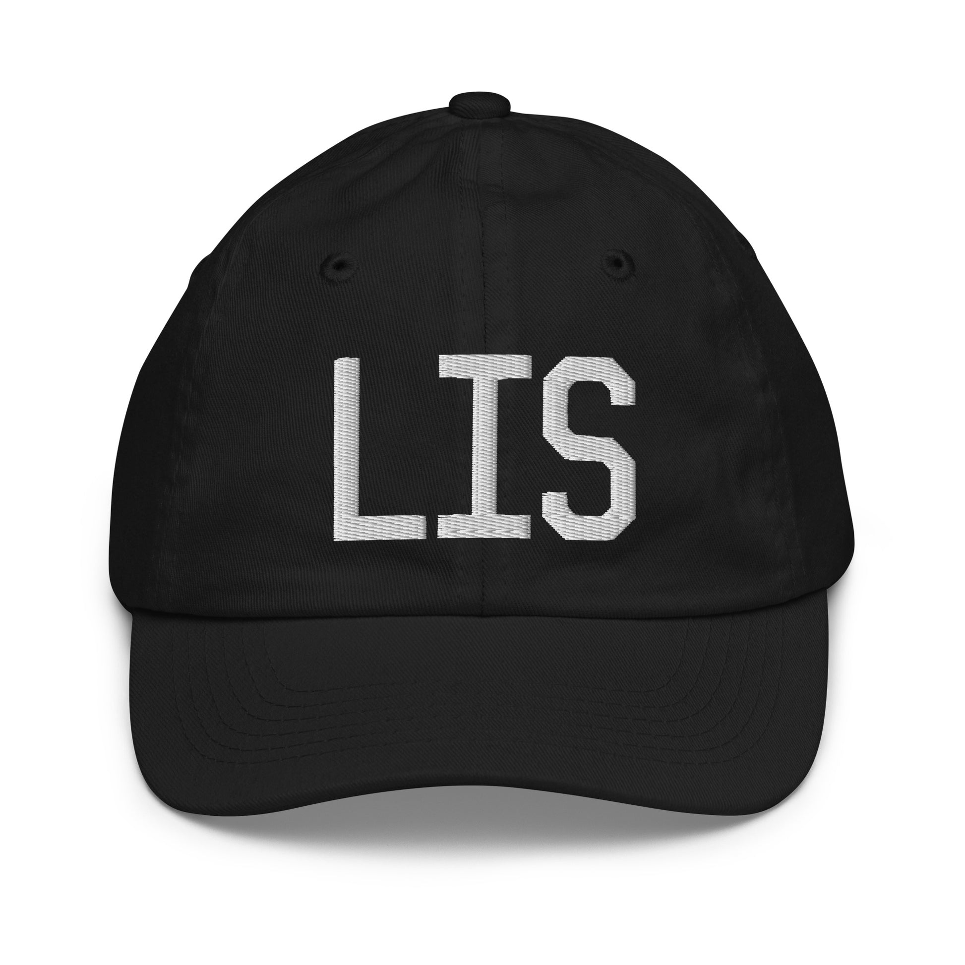 Airport Code Kid's Baseball Cap - White • LIS Lisbon • YHM Designs - Image 11