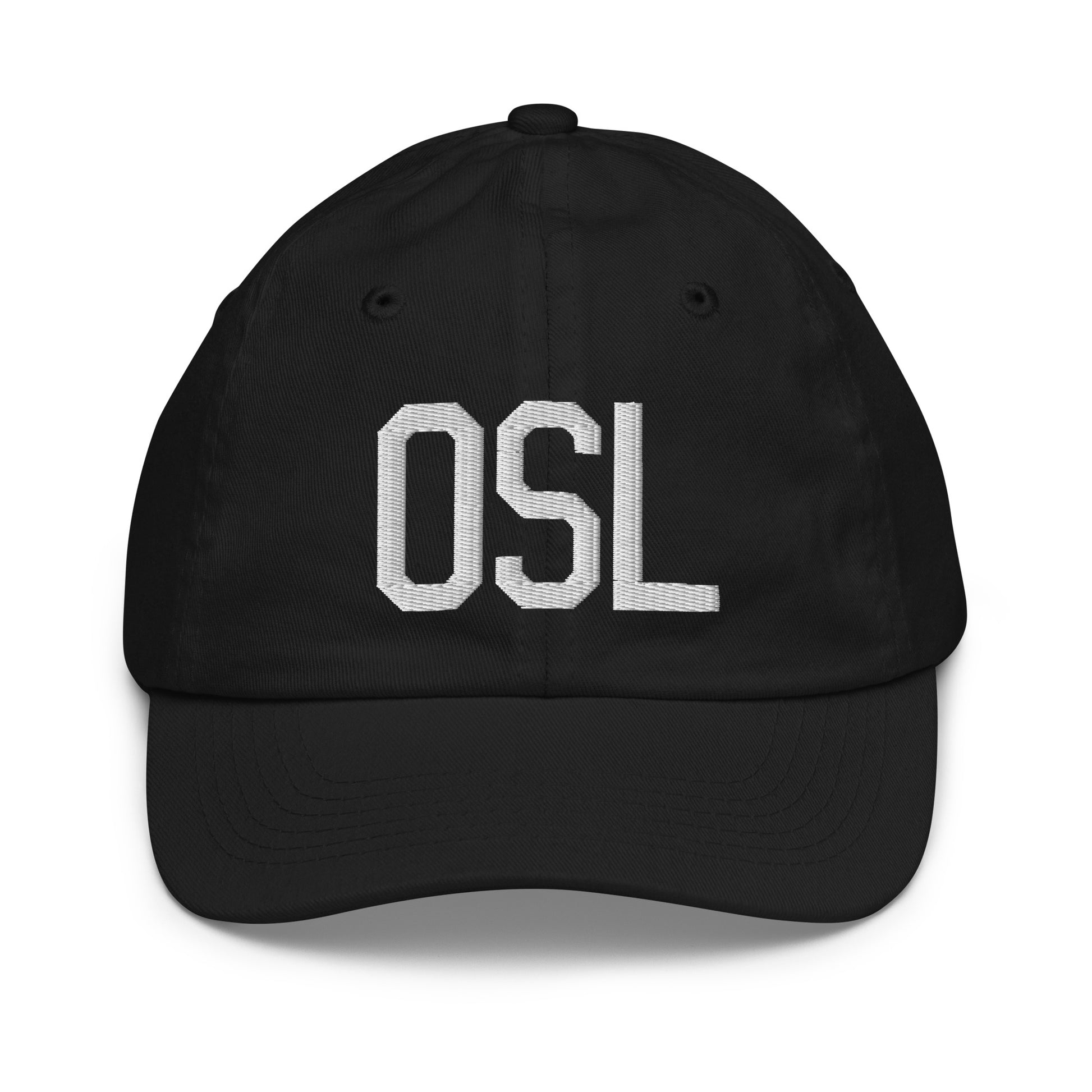 Airport Code Kid's Baseball Cap - White • OSL Oslo • YHM Designs - Image 11