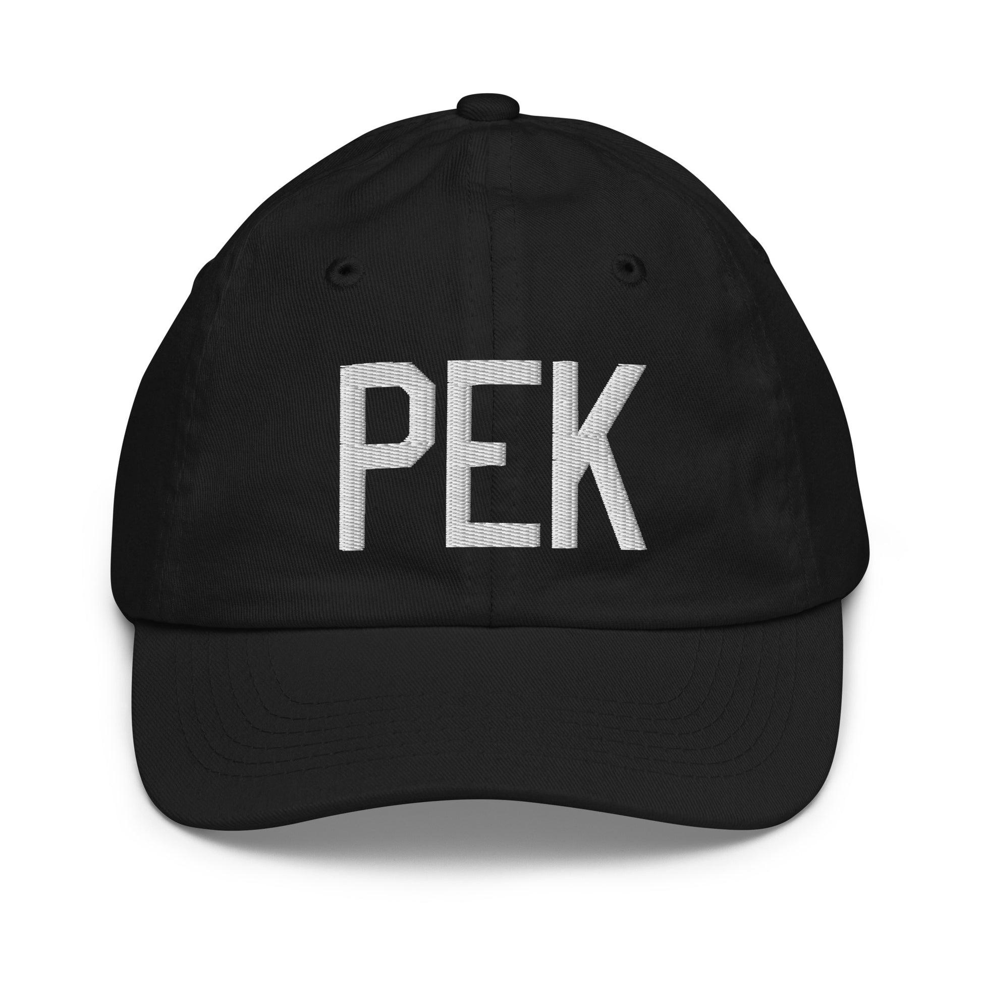 Airport Code Kid's Baseball Cap - White • PEK Beijing • YHM Designs - Image 11