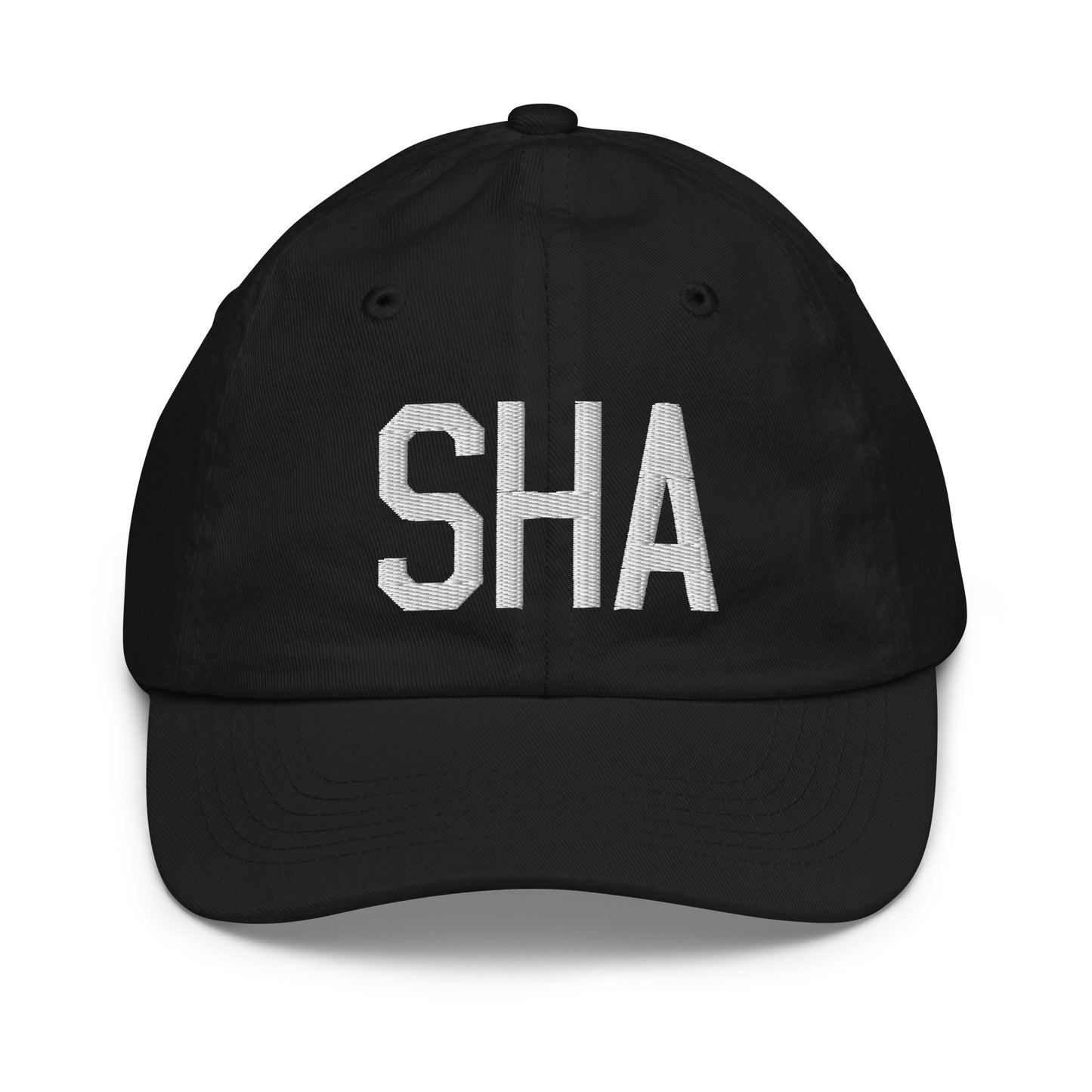 Airport Code Kid's Baseball Cap - White • SHA Shanghai • YHM Designs - Image 11