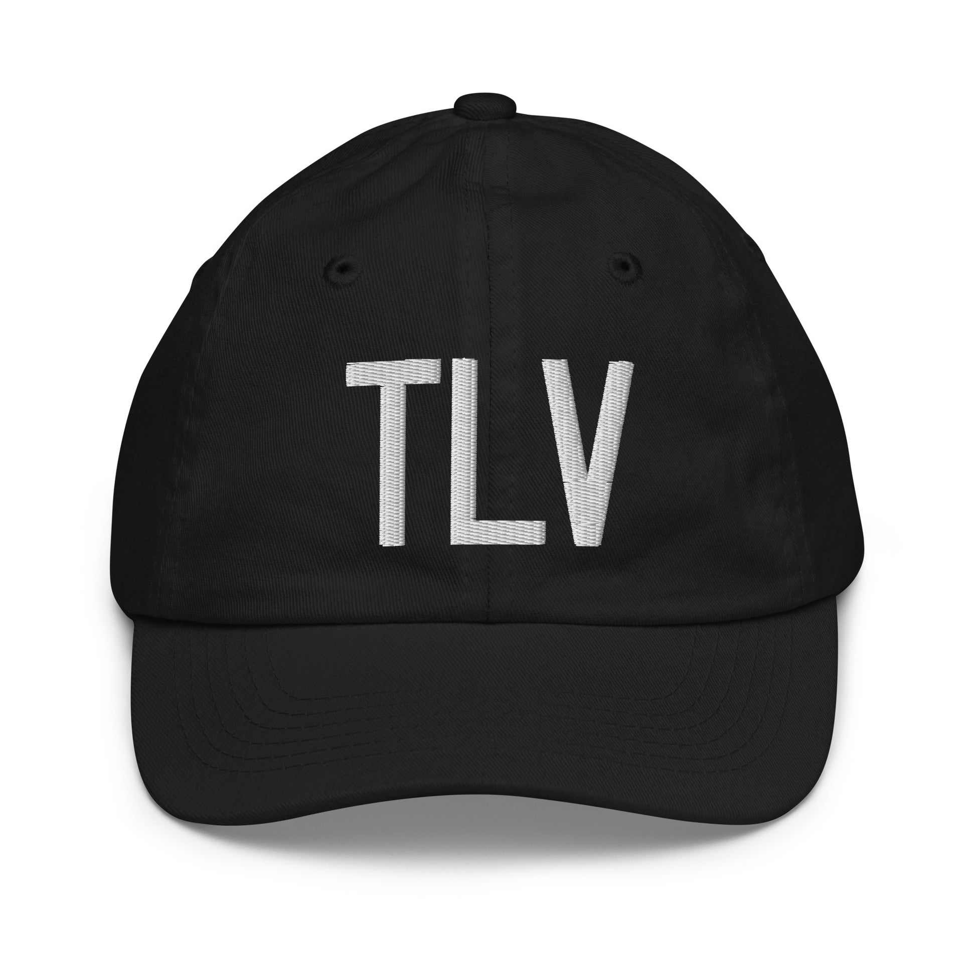 Airport Code Kid's Baseball Cap - White • TLV Tel Aviv • YHM Designs - Image 11