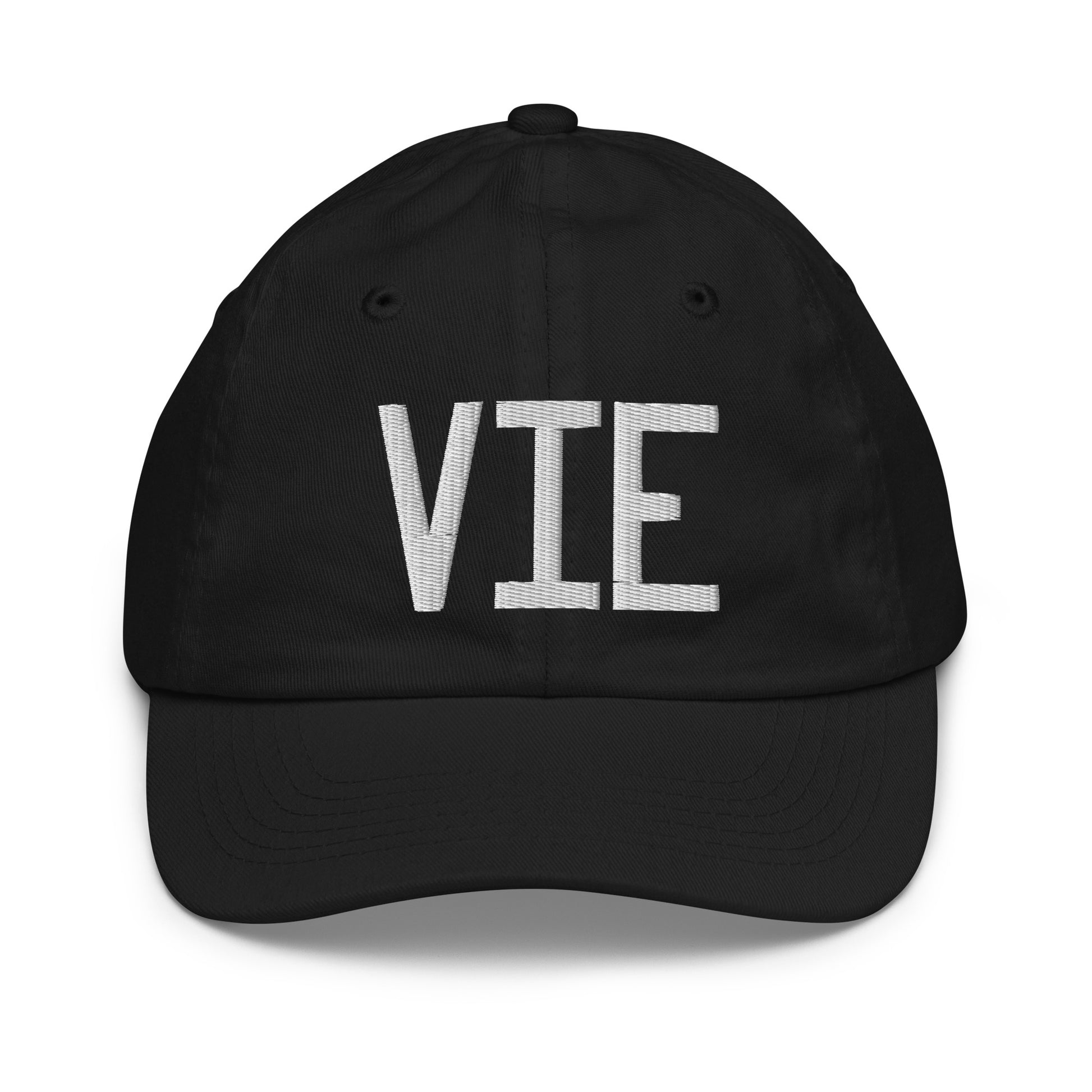 Airport Code Kid's Baseball Cap - White • VIE Vienna • YHM Designs - Image 11