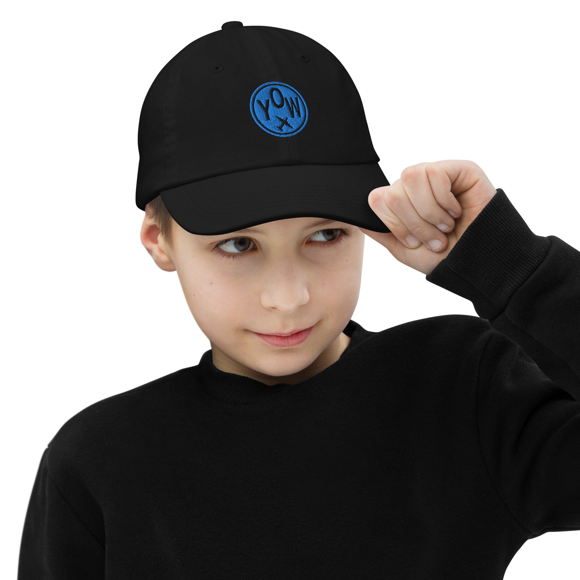 Roundel Kid's Baseball Cap - Aqua • YOW Ottawa • YHM Designs - Image 04