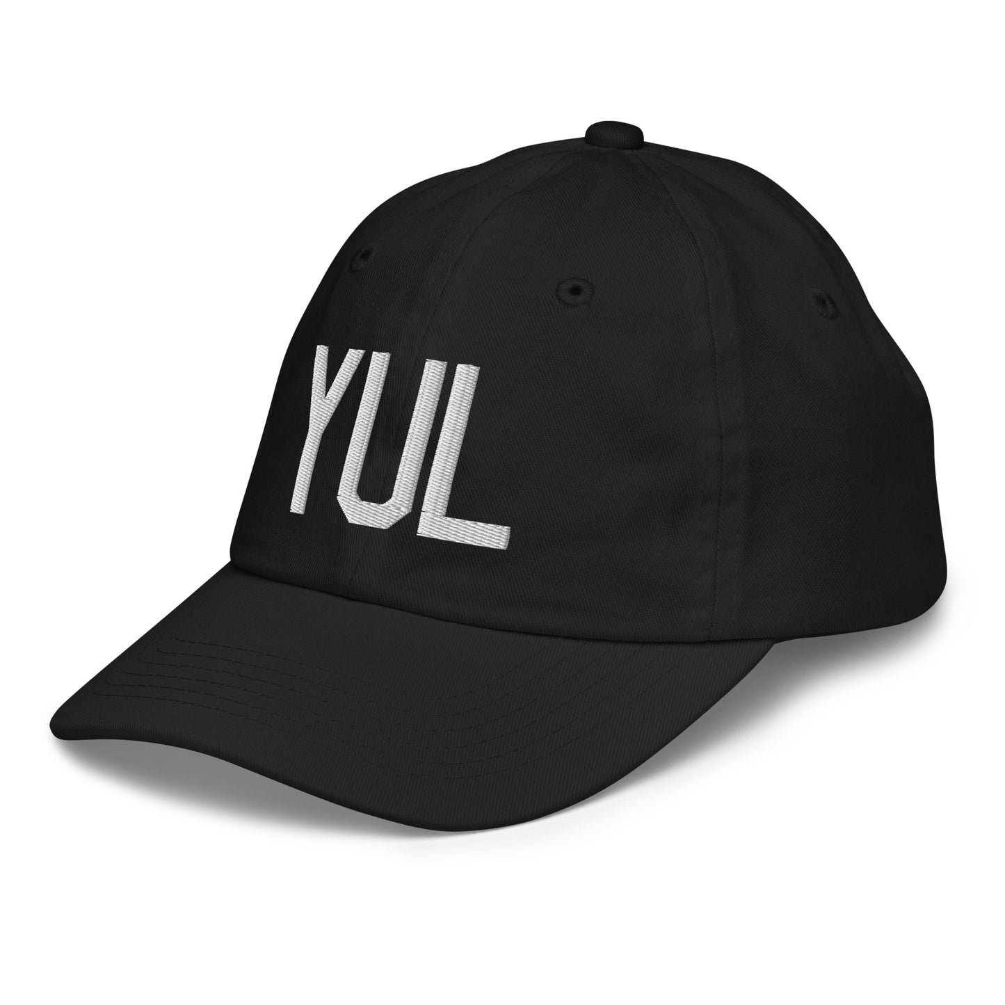 Airport Code Kid's Baseball Cap - White • YUL Montreal • YHM Designs - Image 13