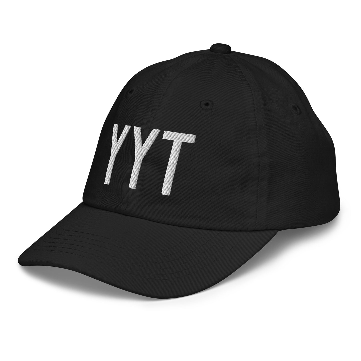 Airport Code Kid's Baseball Cap - White • YYT St. John's • YHM Designs - Image 13