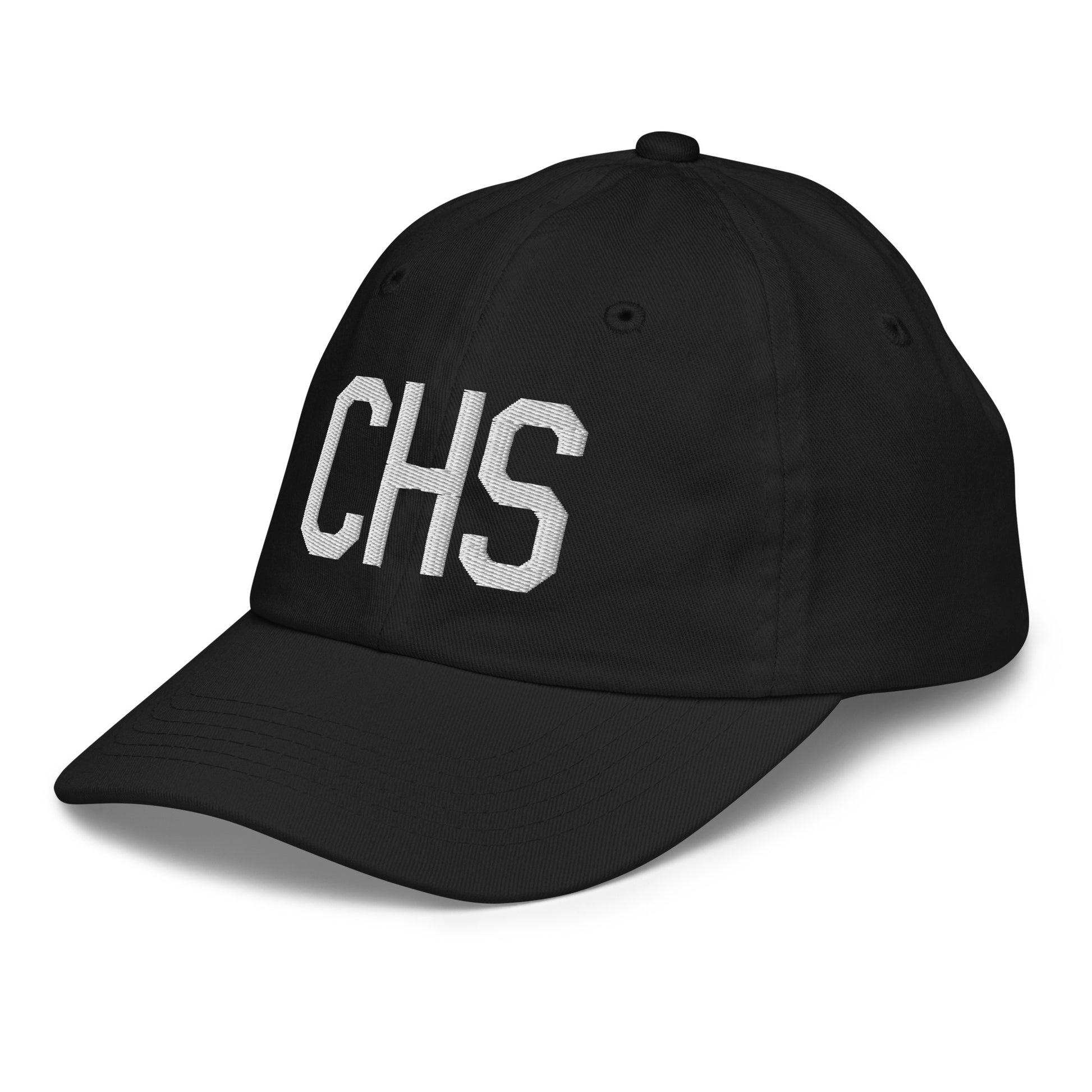 Airport Code Kid's Baseball Cap - White • CHS Charleston • YHM Designs - Image 13
