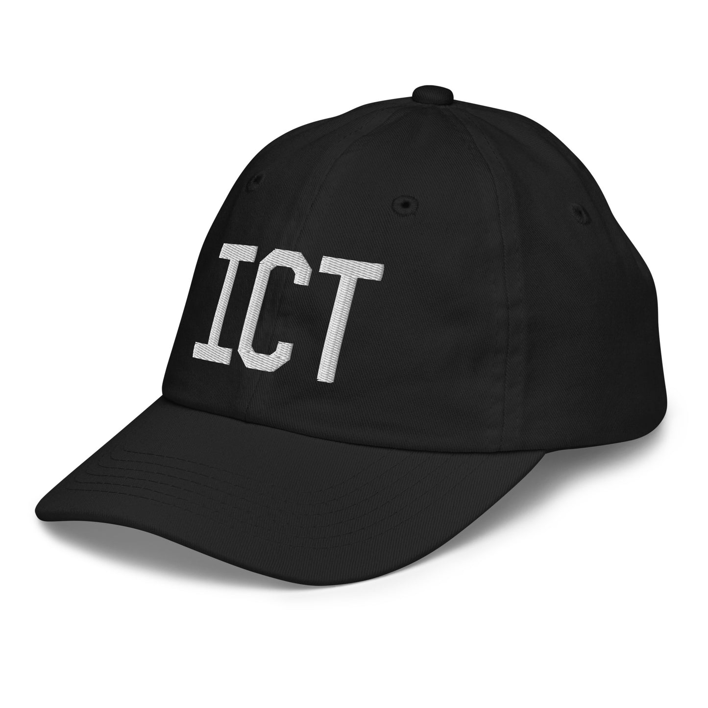 Airport Code Kid's Baseball Cap - White • ICT Wichita • YHM Designs - Image 13
