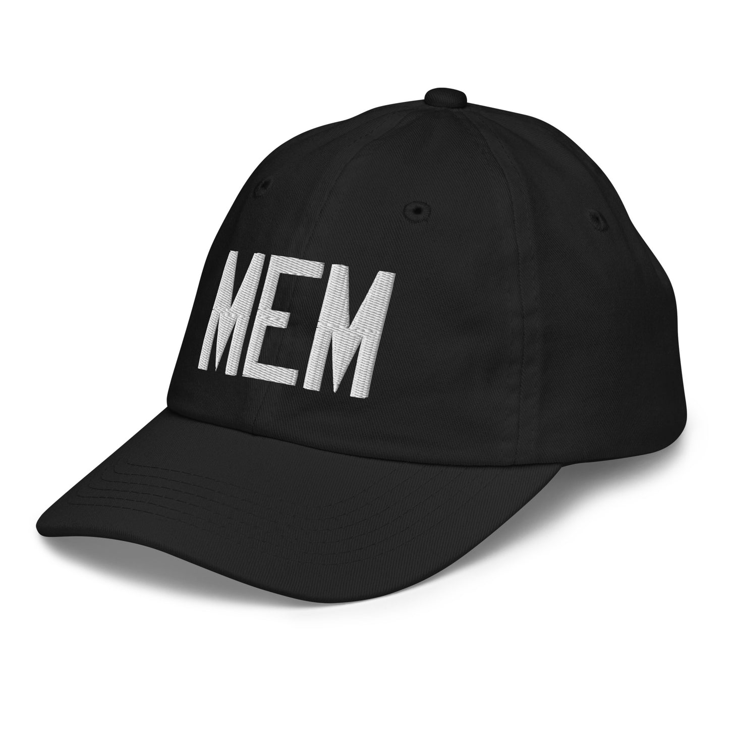 Airport Code Kid's Baseball Cap - White • MEM Memphis • YHM Designs - Image 13