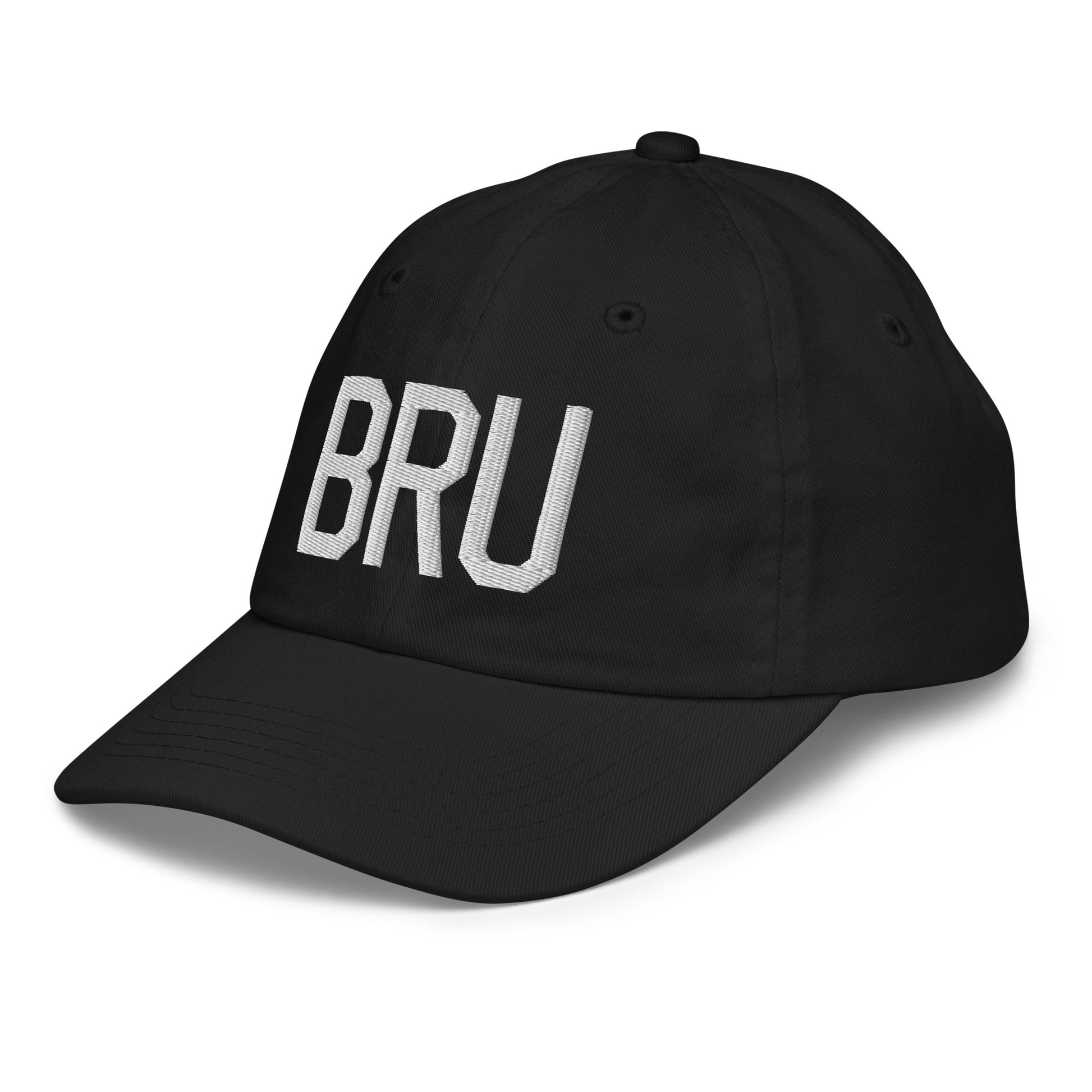 Airport Code Kid's Baseball Cap - White • BRU Brussels • YHM Designs - Image 13