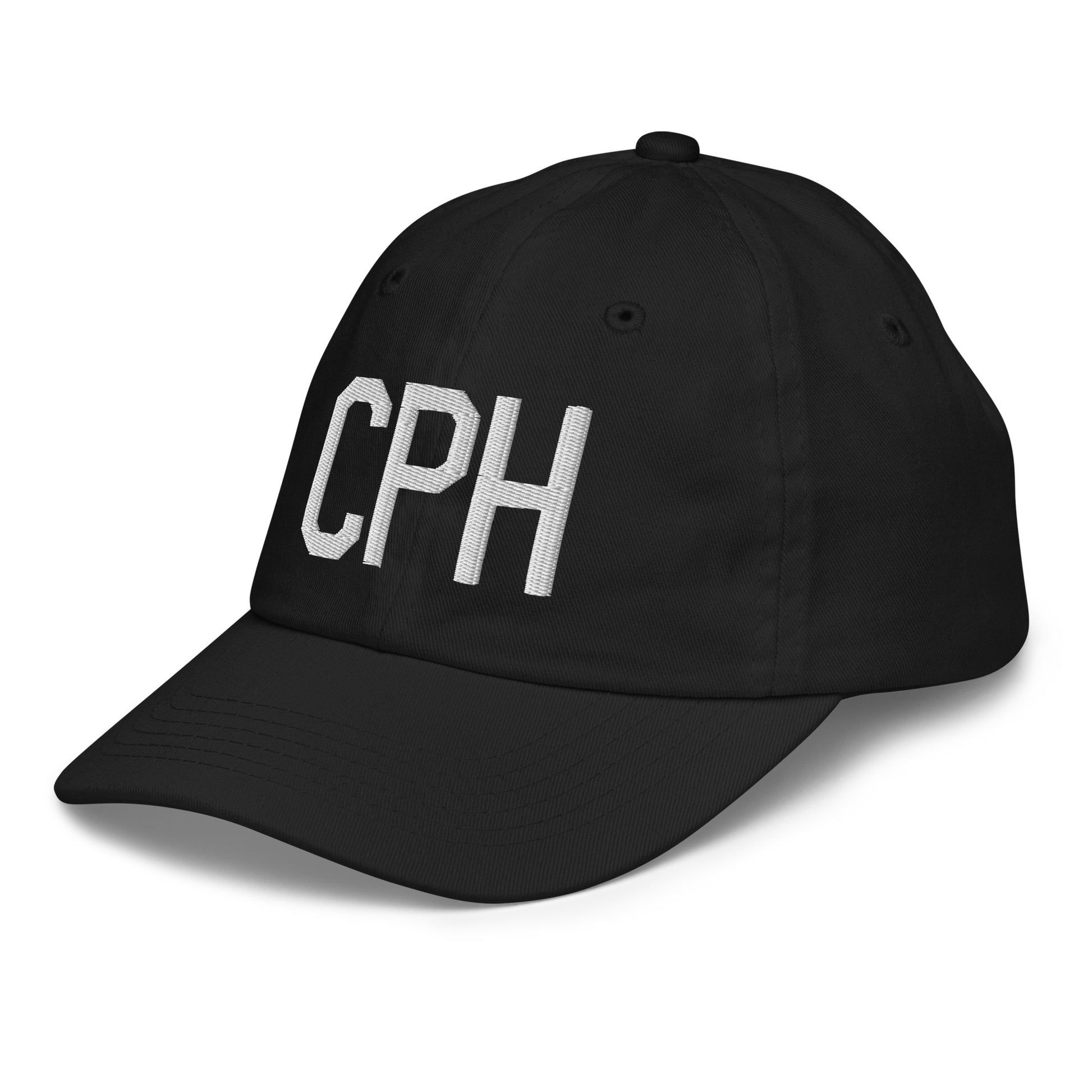 Airport Code Kid's Baseball Cap - White • CPH Copenhagen • YHM Designs - Image 13
