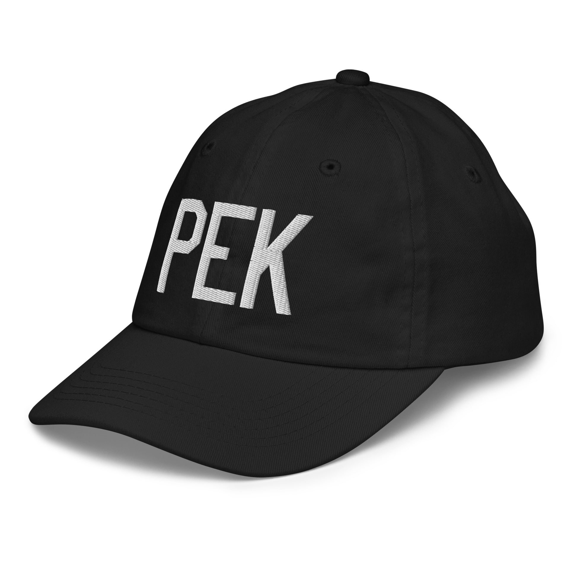 Airport Code Kid's Baseball Cap - White • PEK Beijing • YHM Designs - Image 13