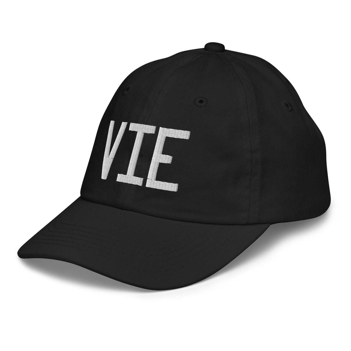 Airport Code Kid's Baseball Cap - White • VIE Vienna • YHM Designs - Image 13