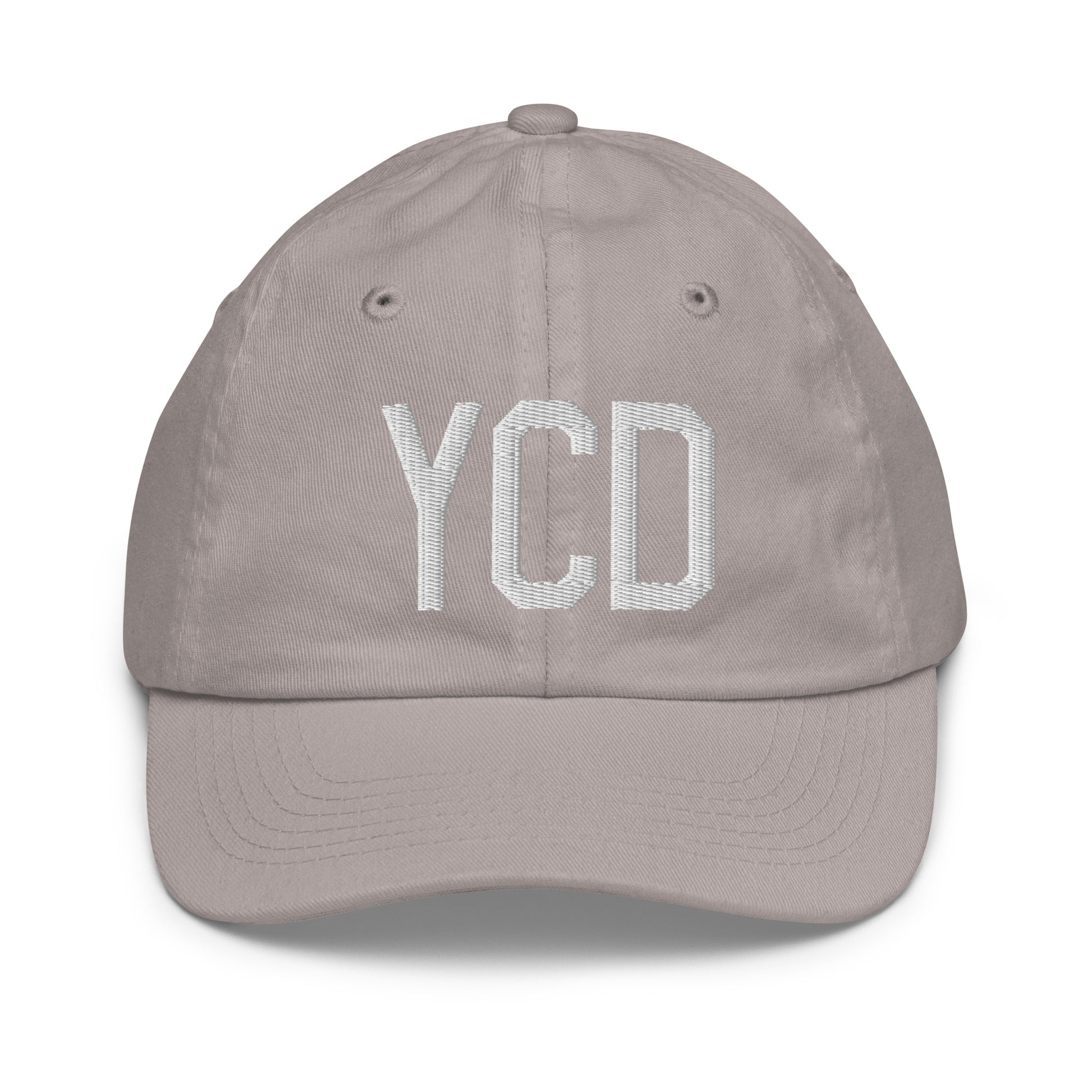 Airport Code Kid's Baseball Cap - White • YCD Nanaimo • YHM Designs - Image 25