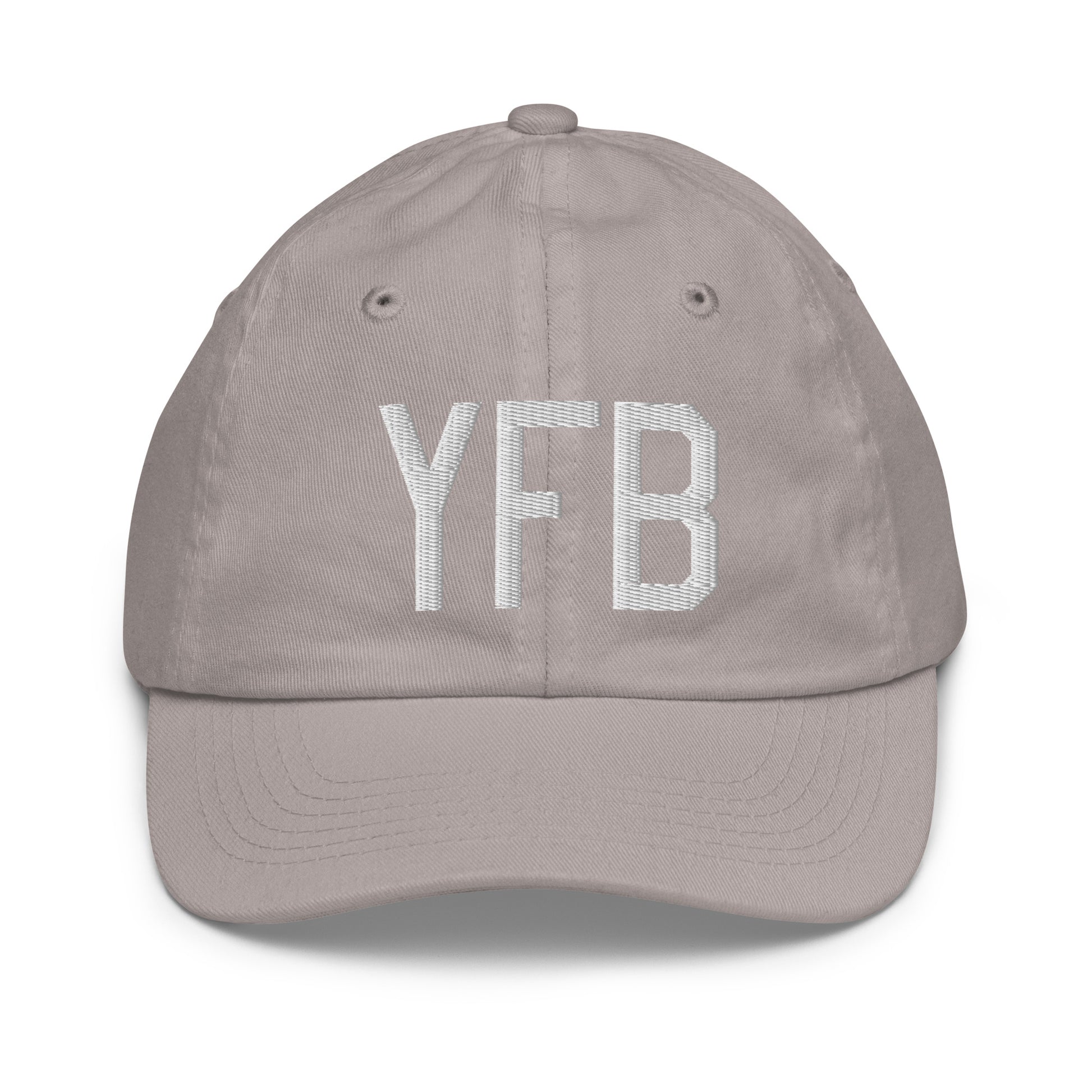 Airport Code Kid's Baseball Cap - White • YFB Iqaluit • YHM Designs - Image 25
