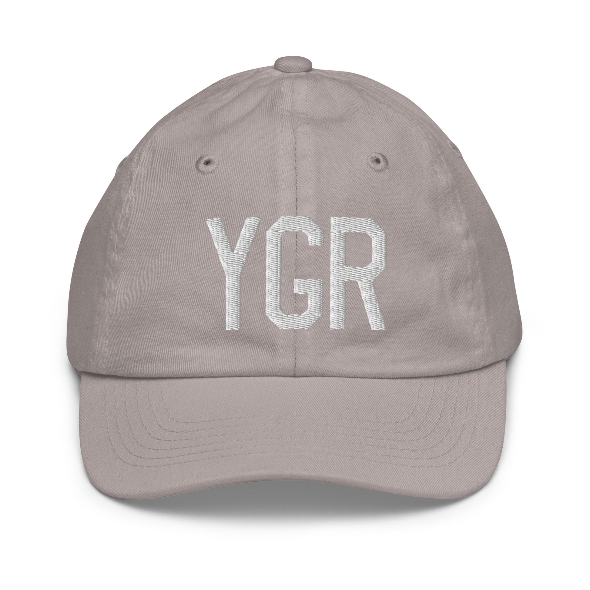 Airport Code Kid's Baseball Cap - White • YGR Îles-de-la-Madeleine • YHM Designs - Image 25