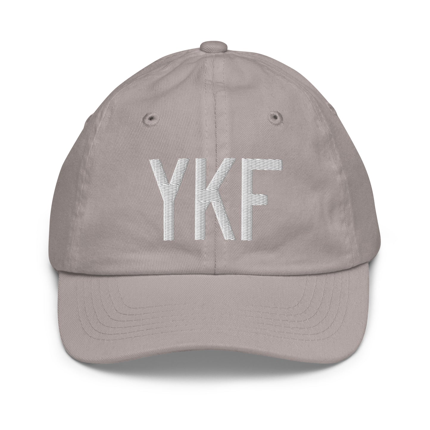 Airport Code Kid's Baseball Cap - White • YKF Waterloo • YHM Designs - Image 25