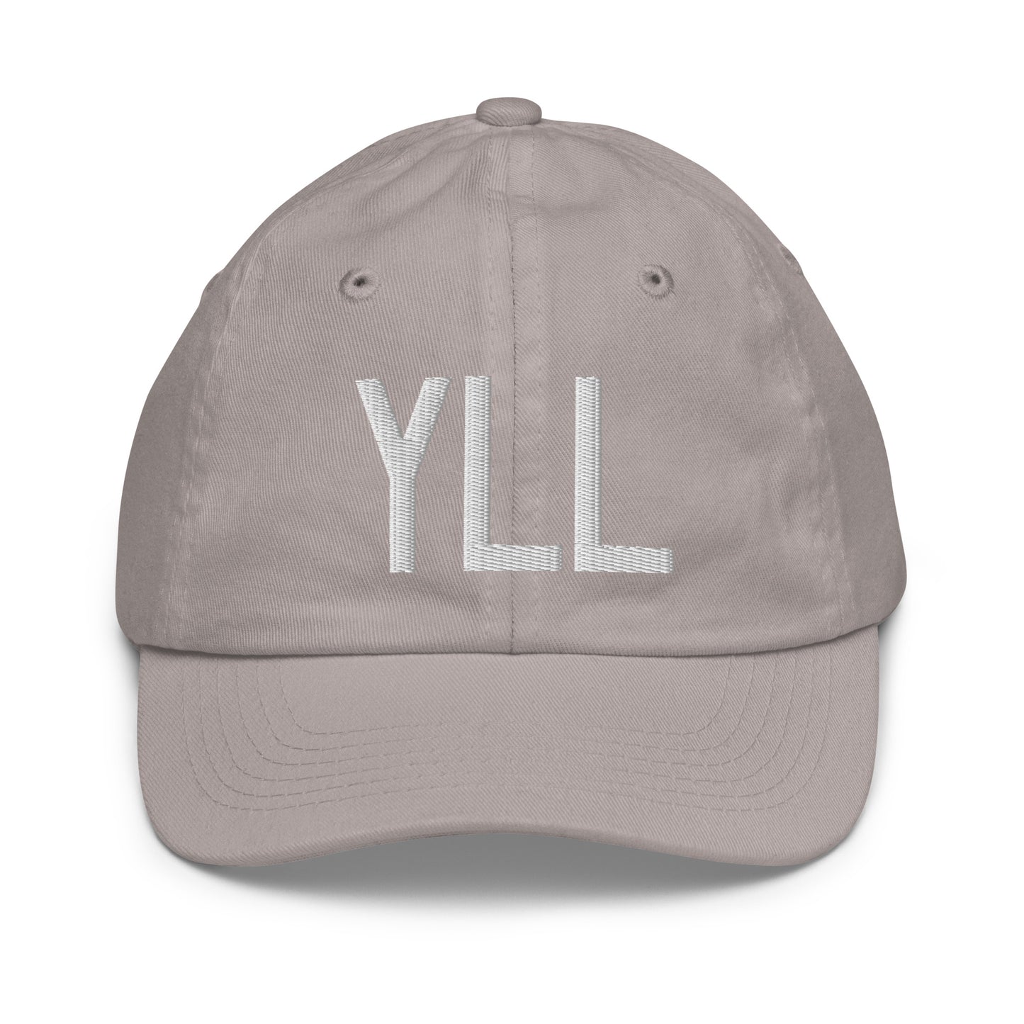Airport Code Kid's Baseball Cap - White • YLL Lloydminster • YHM Designs - Image 25