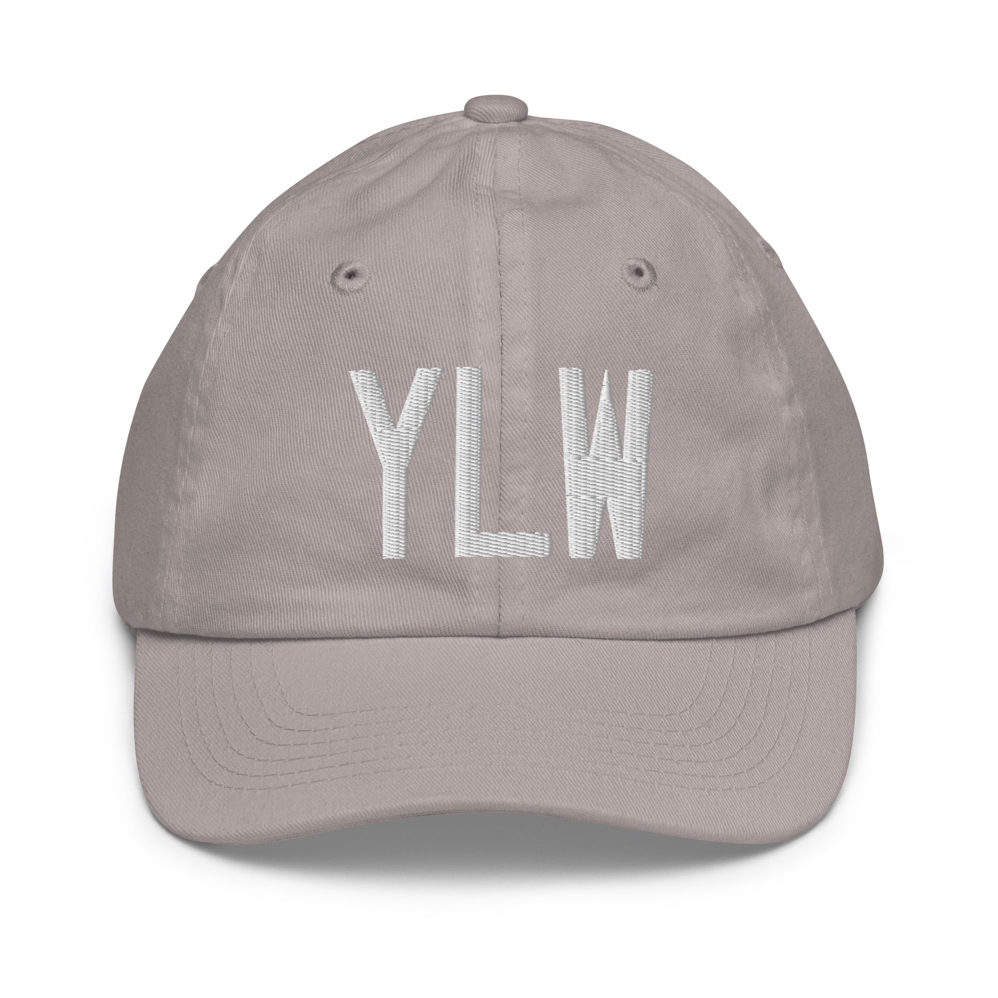 Airport Code Kid's Baseball Cap - White • YLW Kelowna • YHM Designs - Image 25