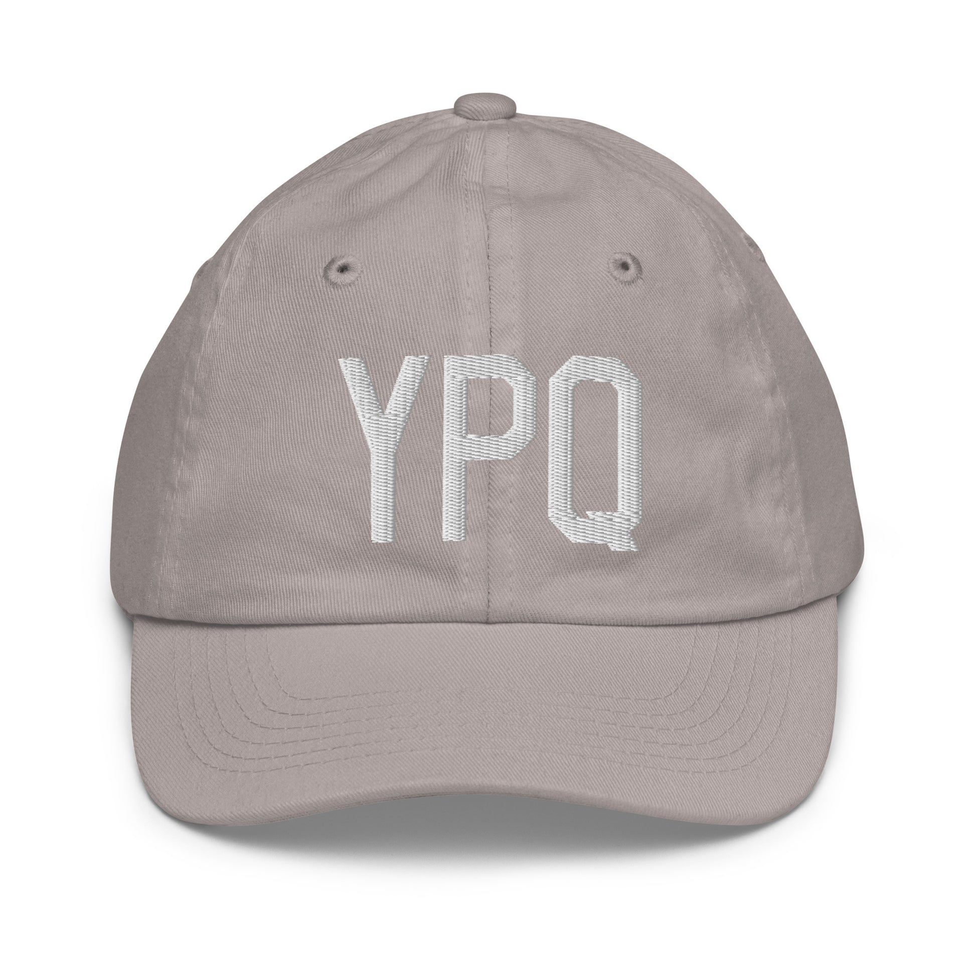 Airport Code Kid's Baseball Cap - White • YPQ Peterborough • YHM Designs - Image 25