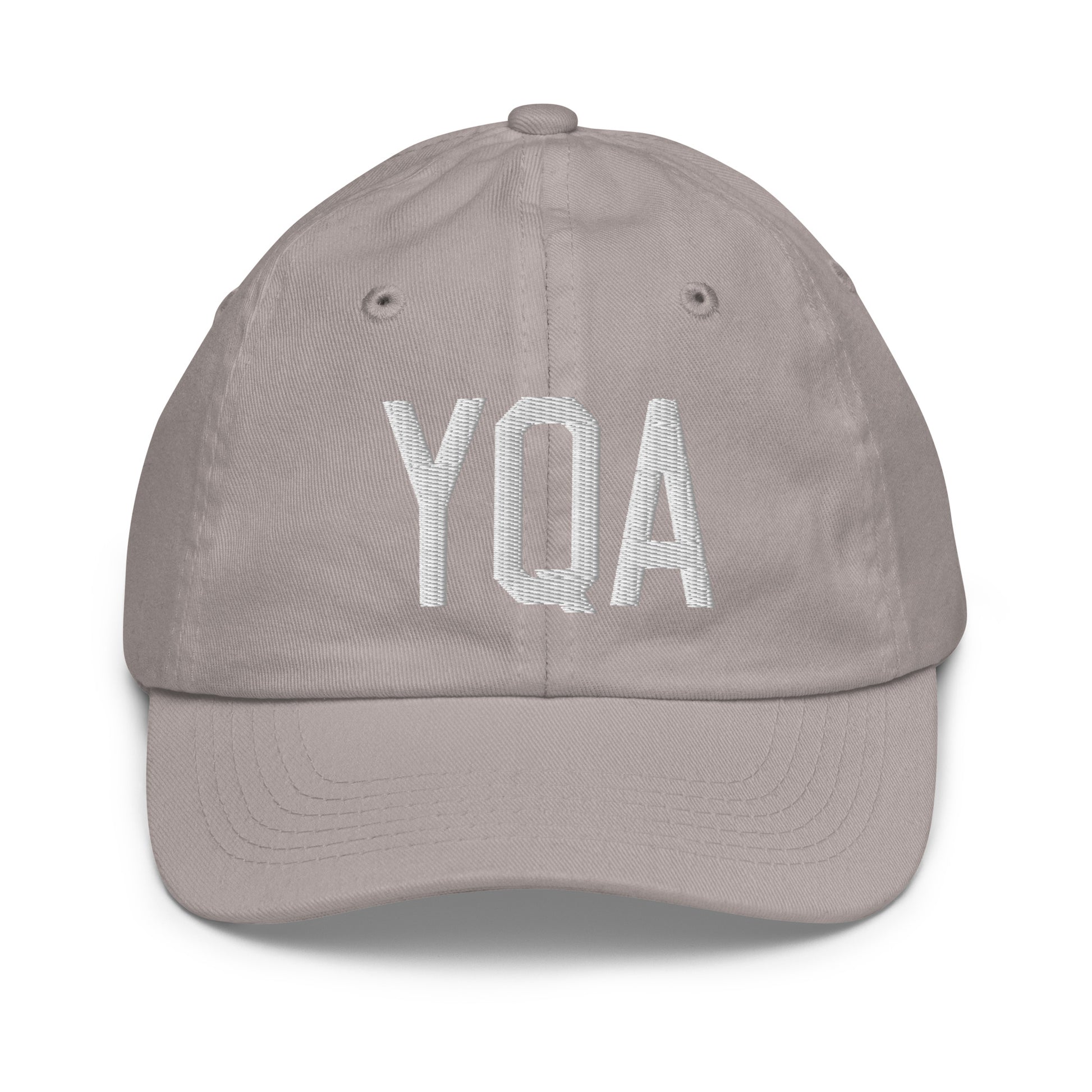 Airport Code Kid's Baseball Cap - White • YQA Muskoka • YHM Designs - Image 25