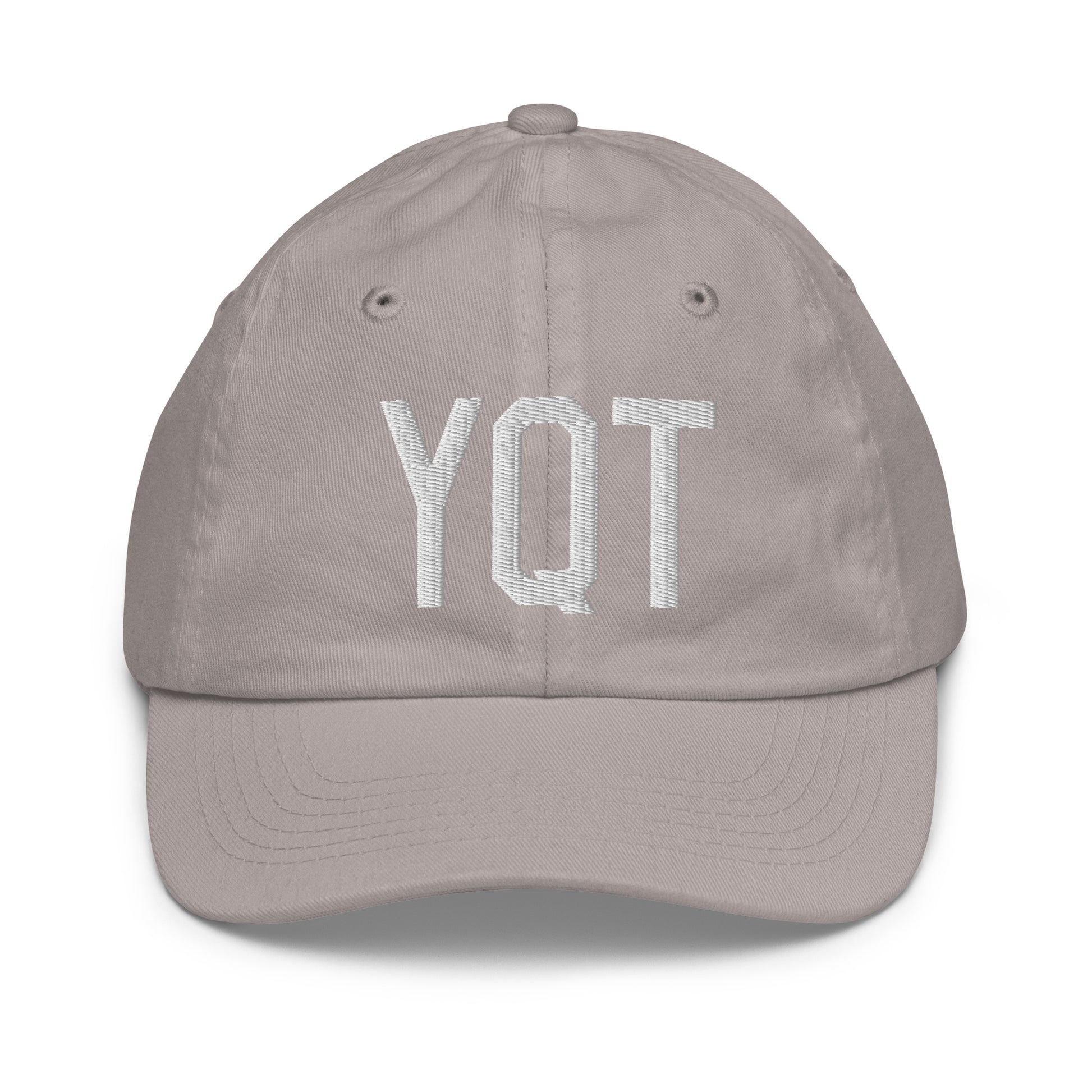 Airport Code Kid's Baseball Cap - White • YQT Thunder Bay • YHM Designs - Image 25