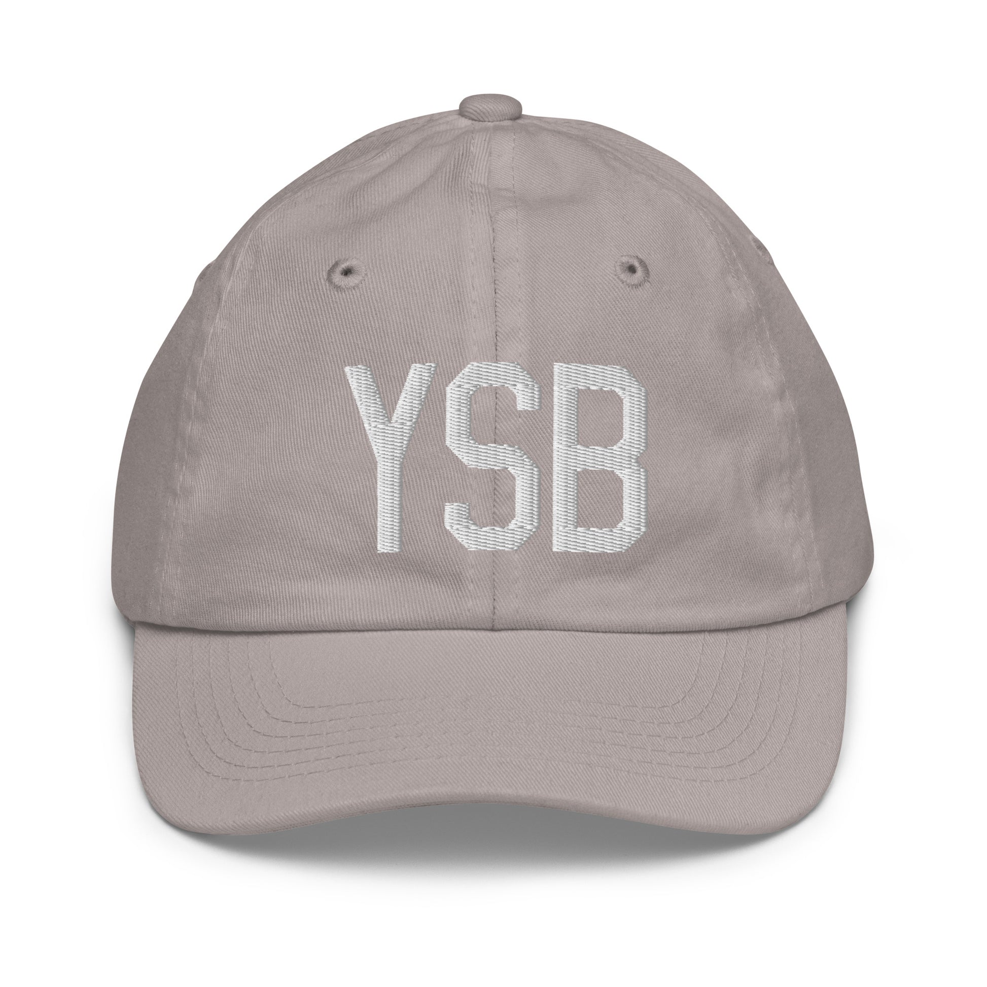 Airport Code Kid's Baseball Cap - White • YSB Sudbury • YHM Designs - Image 25