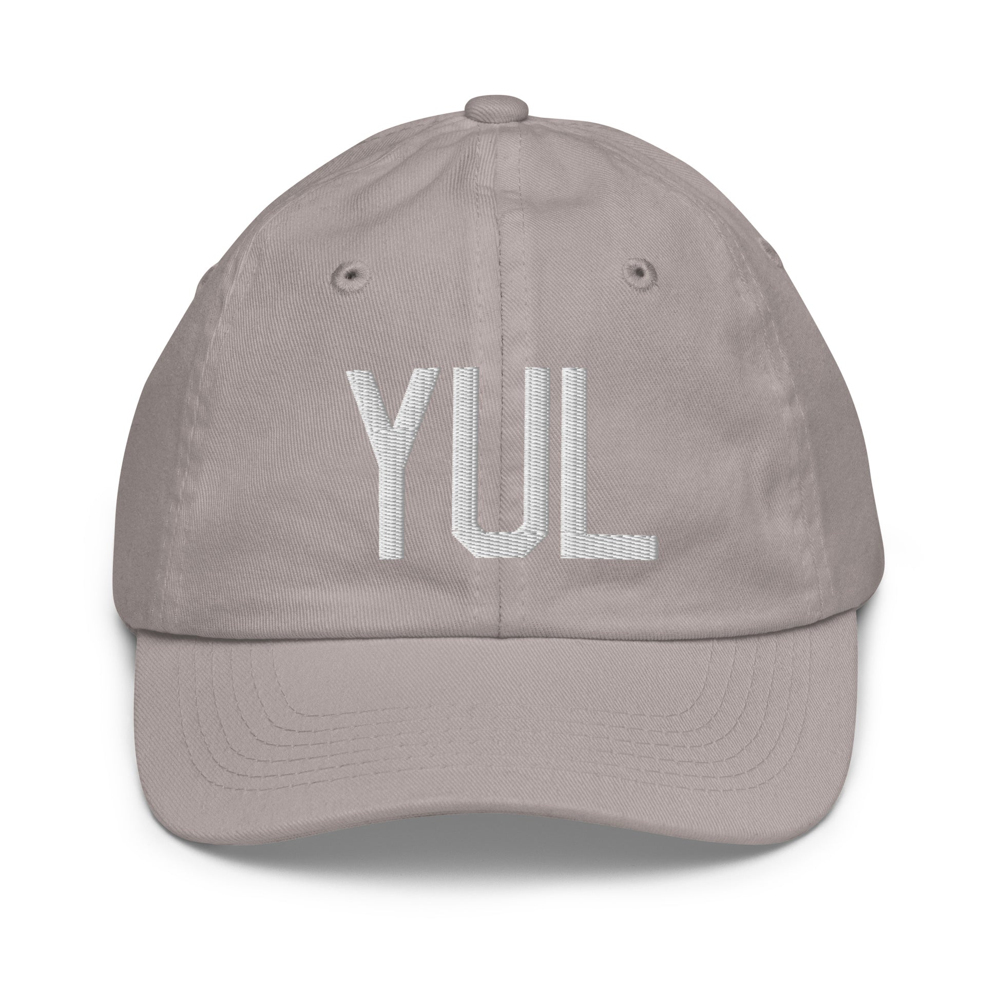 Airport Code Kid's Baseball Cap - White • YUL Montreal • YHM Designs - Image 25