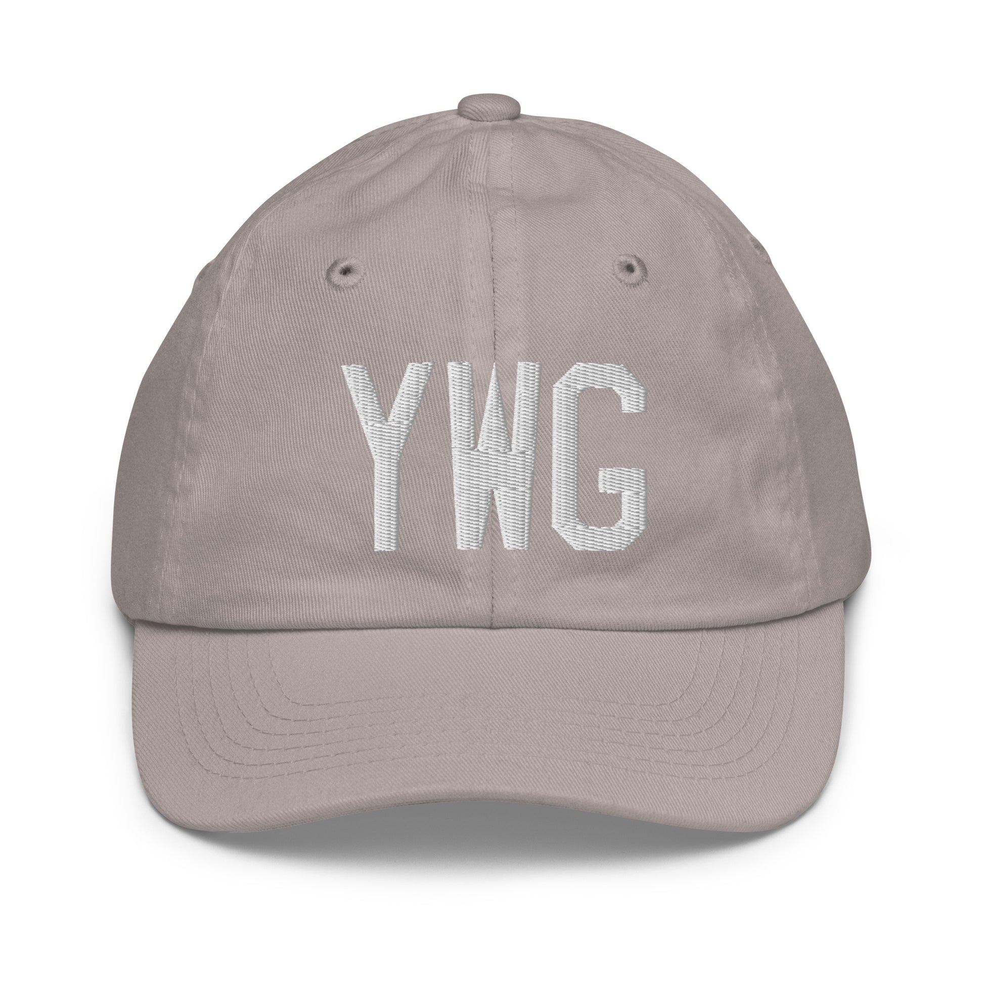 Airport Code Kid's Baseball Cap - White • YWG Winnipeg • YHM Designs - Image 25