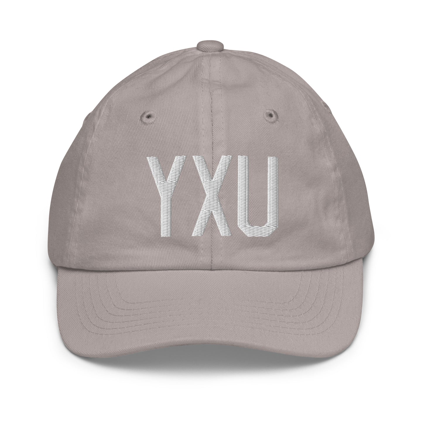Airport Code Kid's Baseball Cap - White • YXU London • YHM Designs - Image 25
