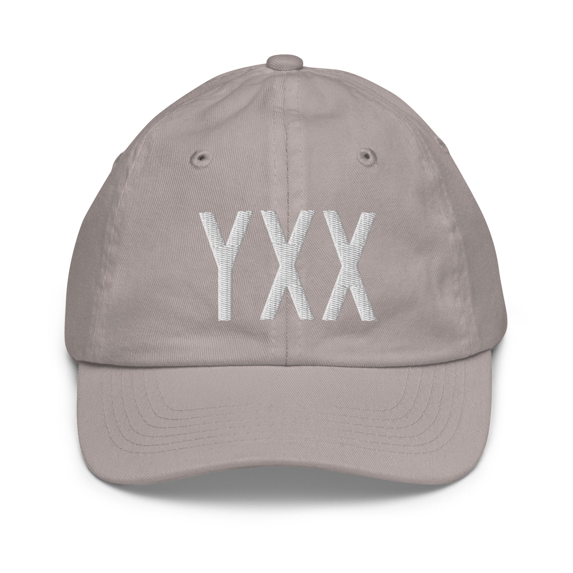 Airport Code Kid's Baseball Cap - White • YXX Abbotsford • YHM Designs - Image 25
