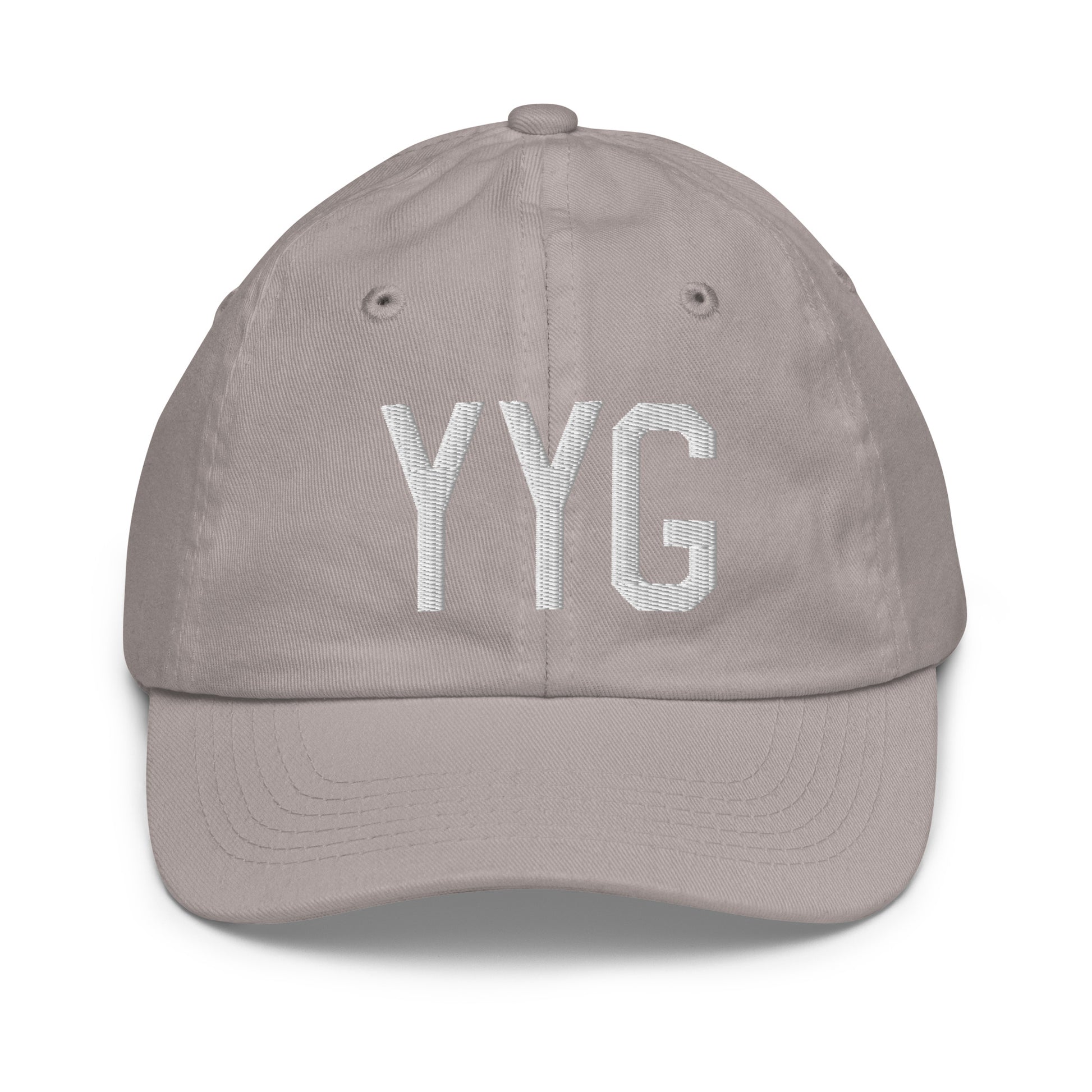 Airport Code Kid's Baseball Cap - White • YYG Charlottetown • YHM Designs - Image 25